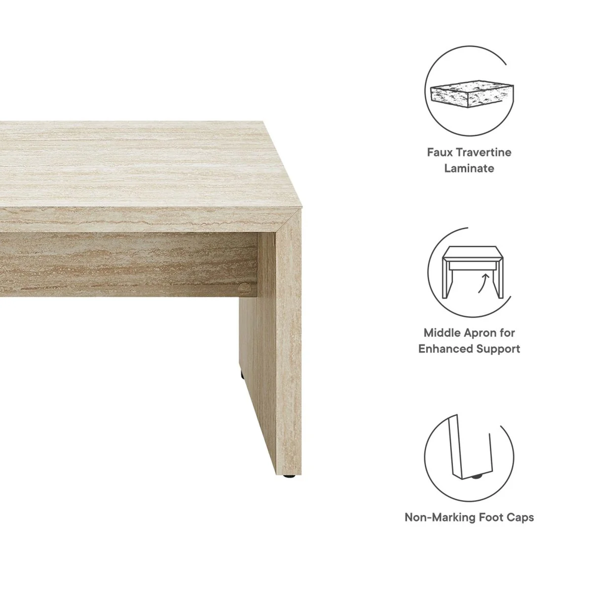 54 Inch Iconic Faux Travertine Indoor Bench - Image 3