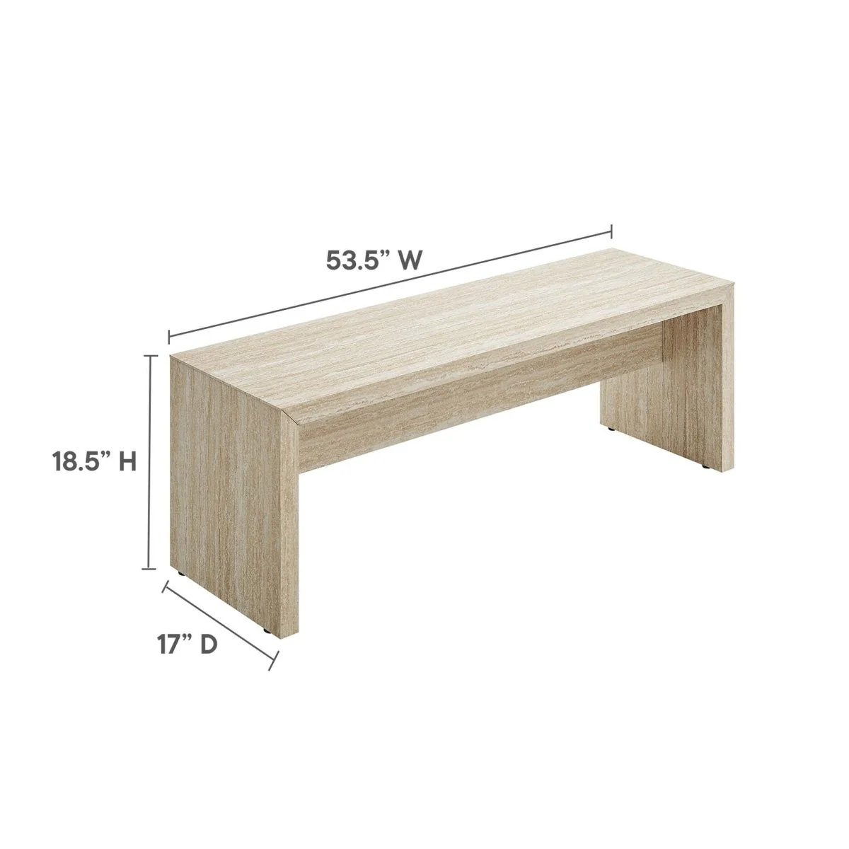 54 Inch Iconic Faux Travertine Indoor Bench - Image 4