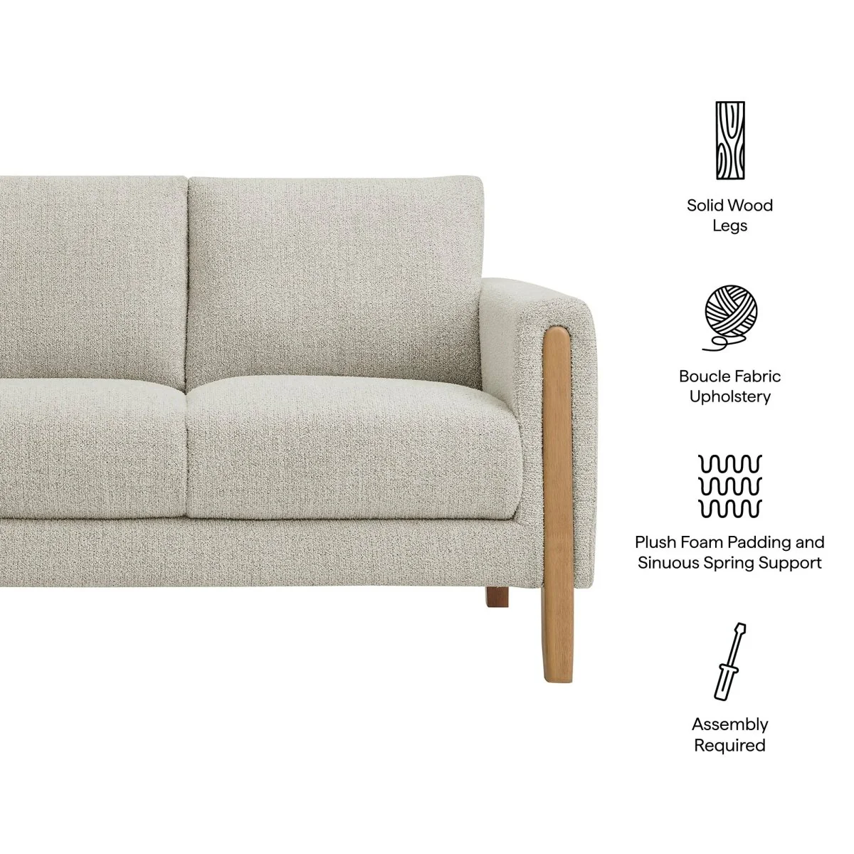 54 Inch Sculptural Brushed Boucle Fabric Loveseat - Image 16