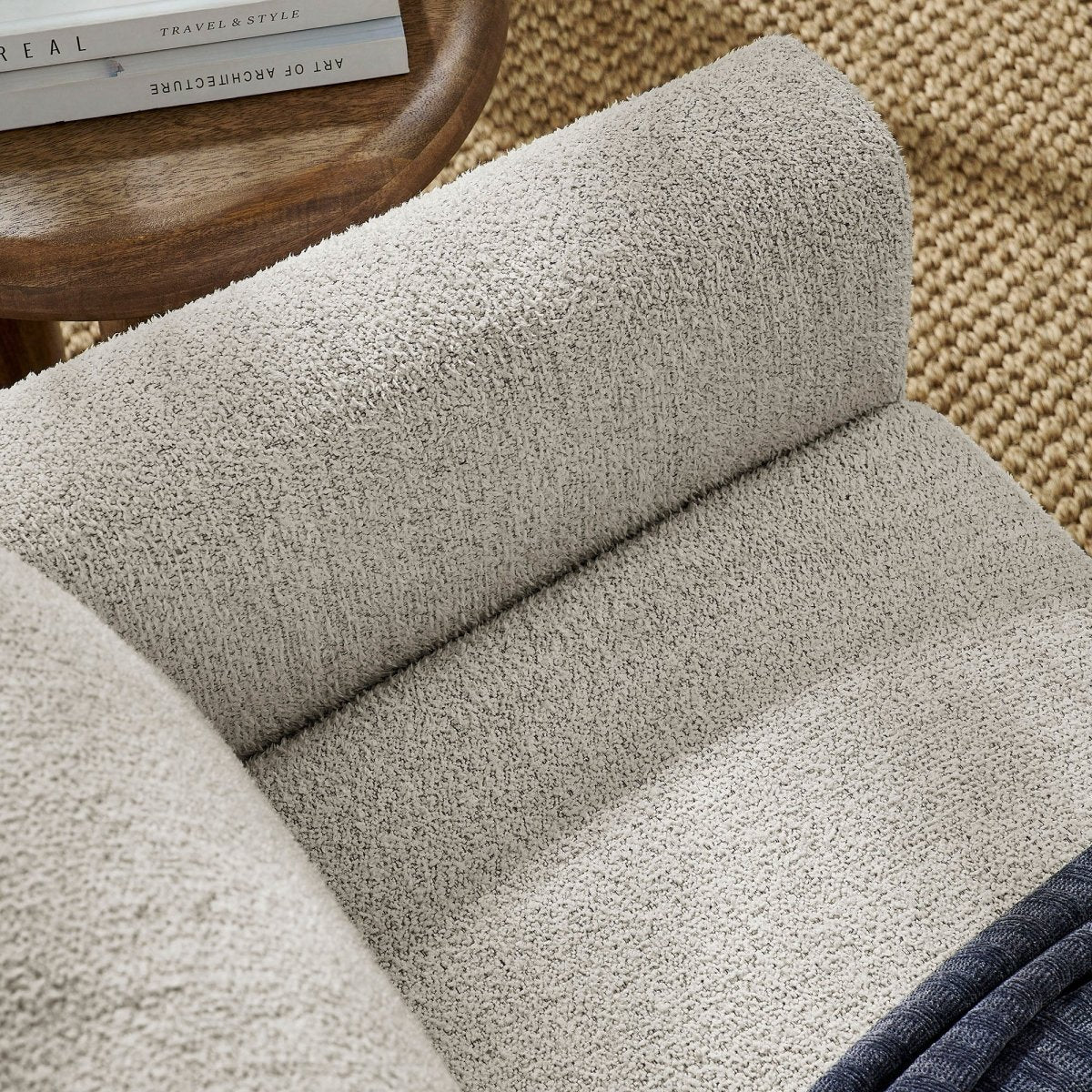 54 Inch Sculptural Brushed Boucle Fabric Loveseat - Image 18