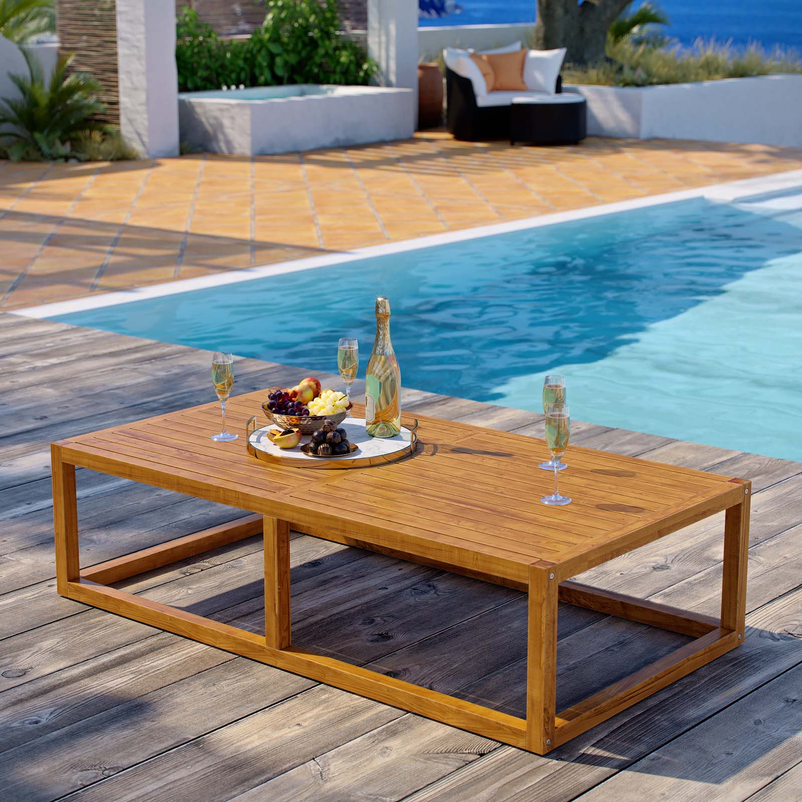 54" Natural Grade A Teak Wood Outdoor Patio Coffee Table - Image 4