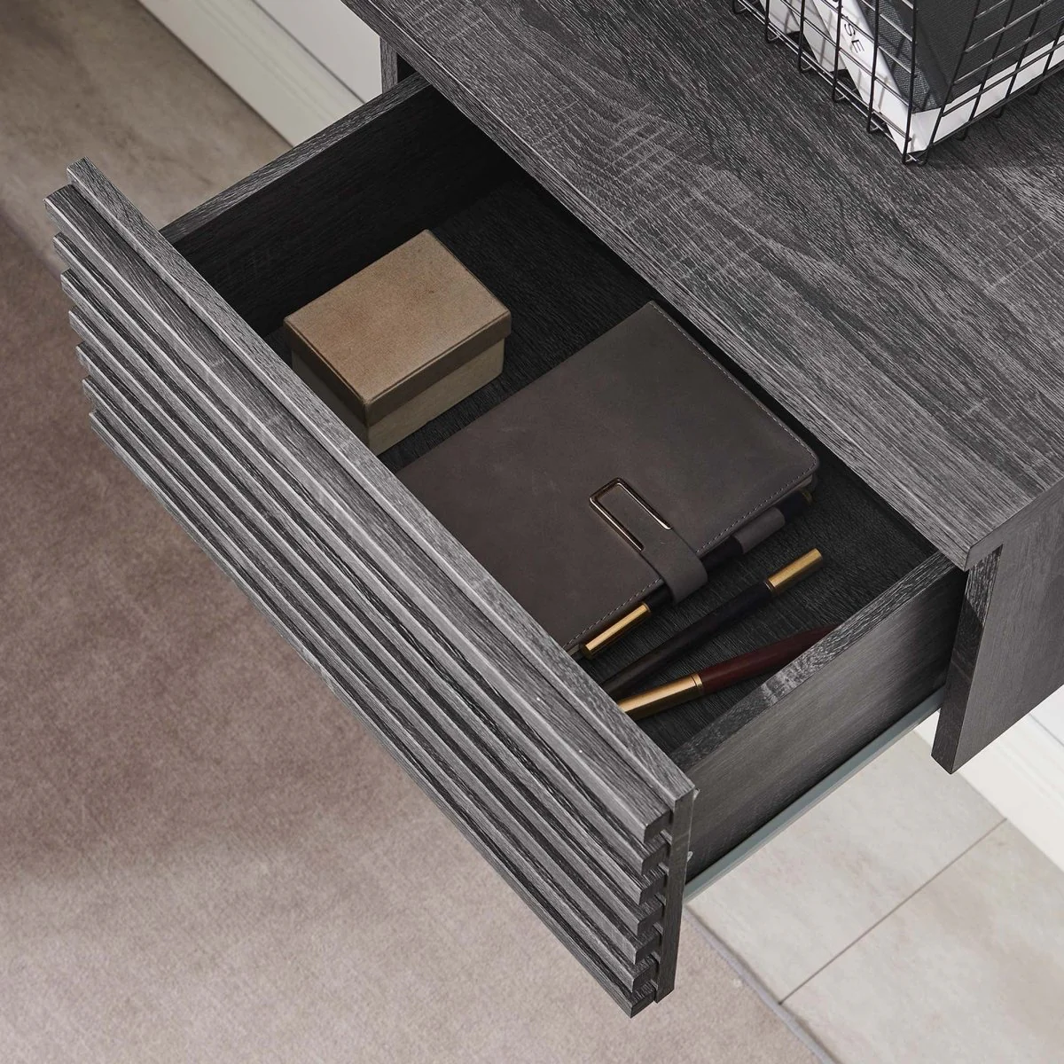 54" Wall Mount Corner Office Desk with Drawers for Home Office and Small Spaces - Image 13