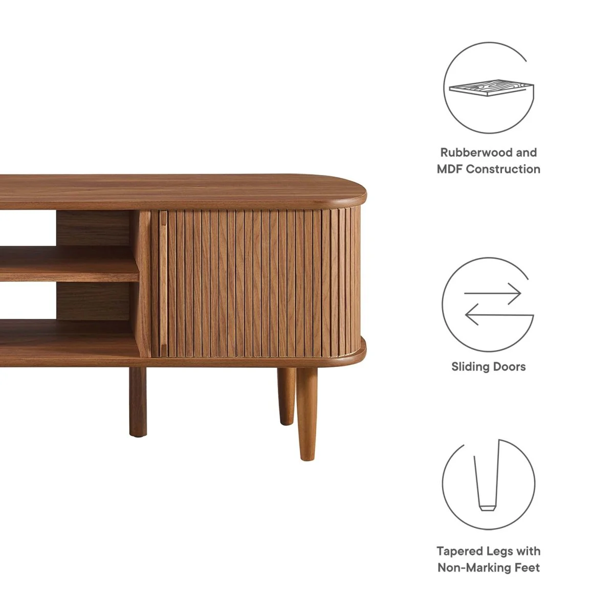 55 Inch Mid-Century Curved Beadboard TV Stand - Image 18