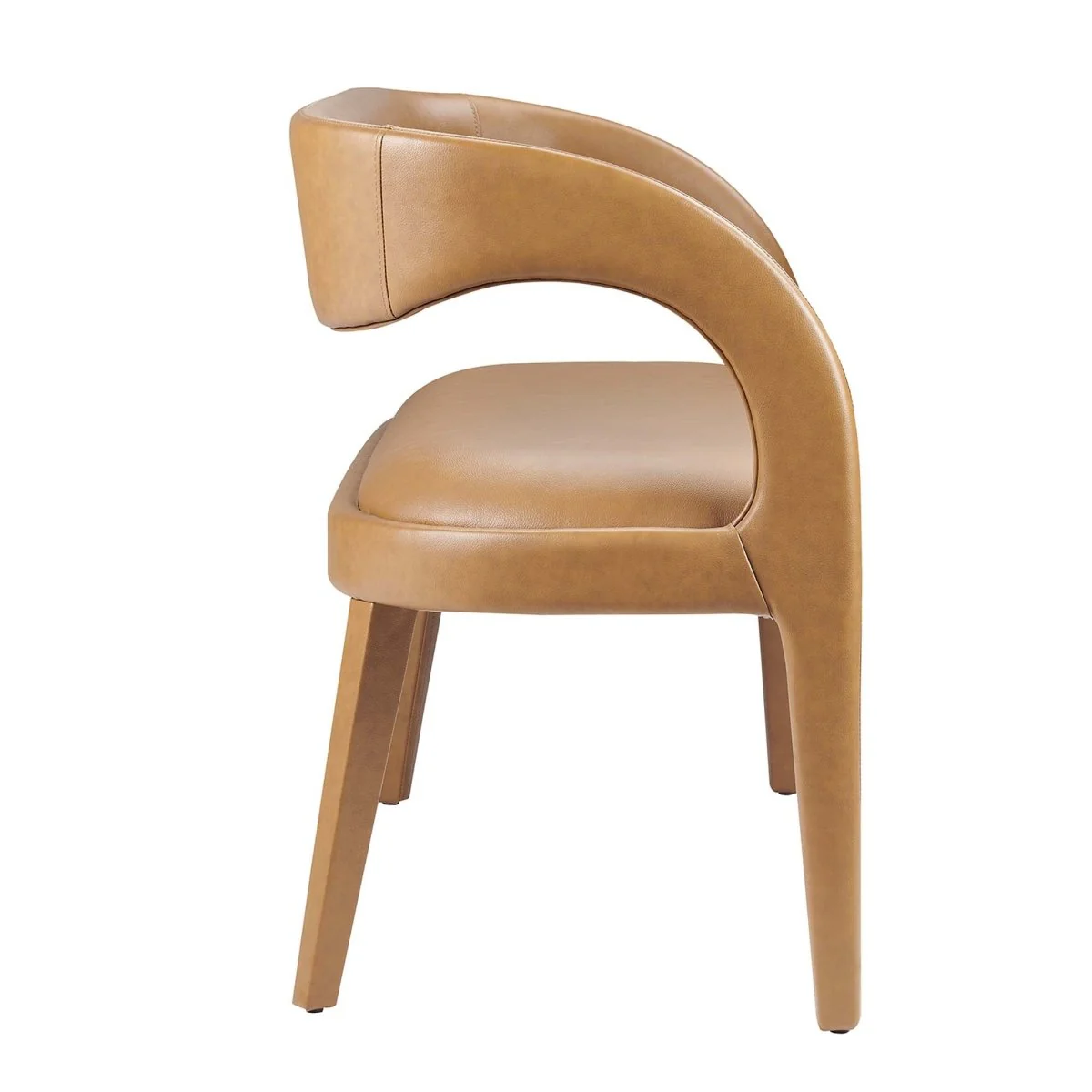 55 Inch Sophisticated Vegan Leather Accent Bench in Tan - Image 5