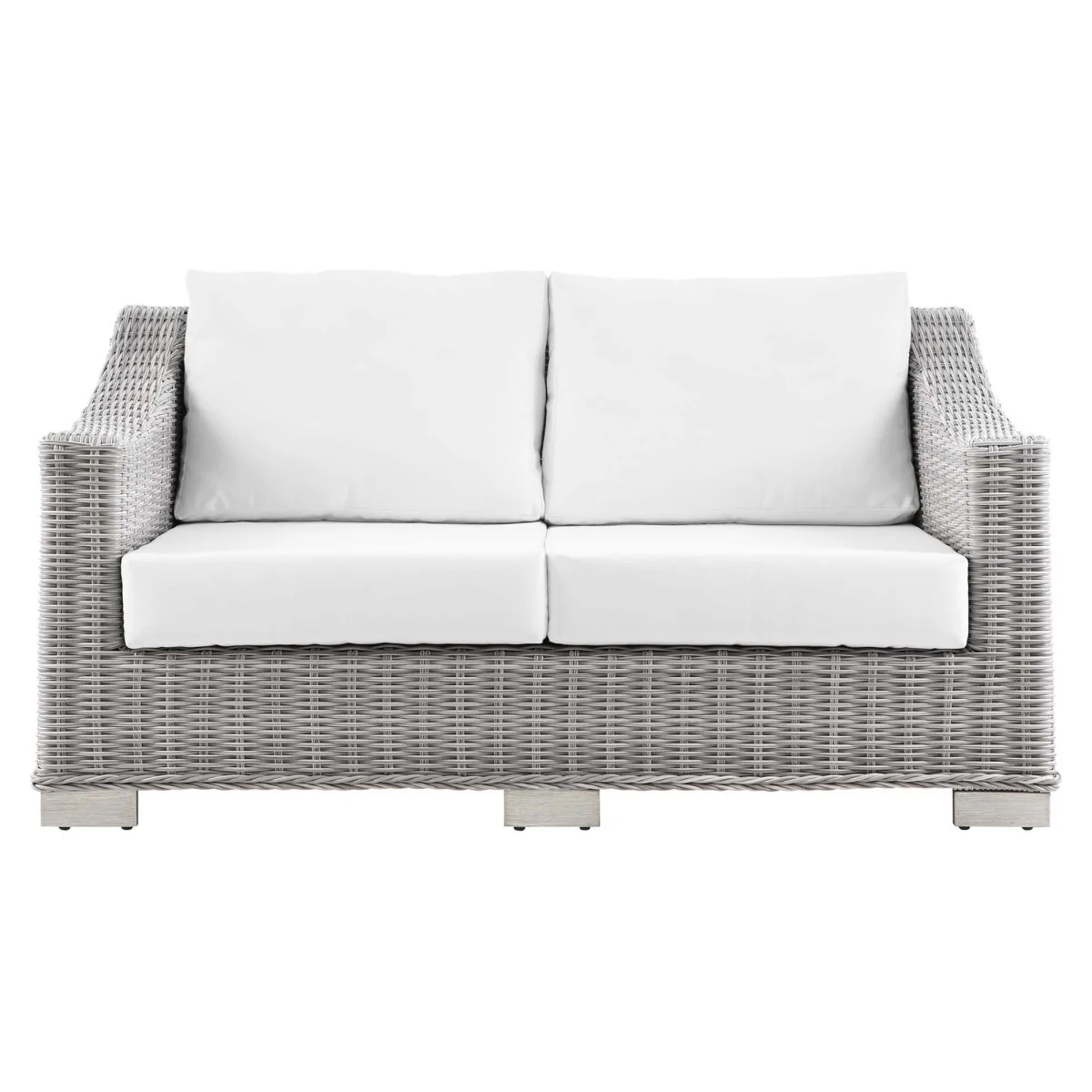 55" Outdoor Wicker Rattan Loveseat for Patio and Garden Seating, Compact Two-Seater - Image 6