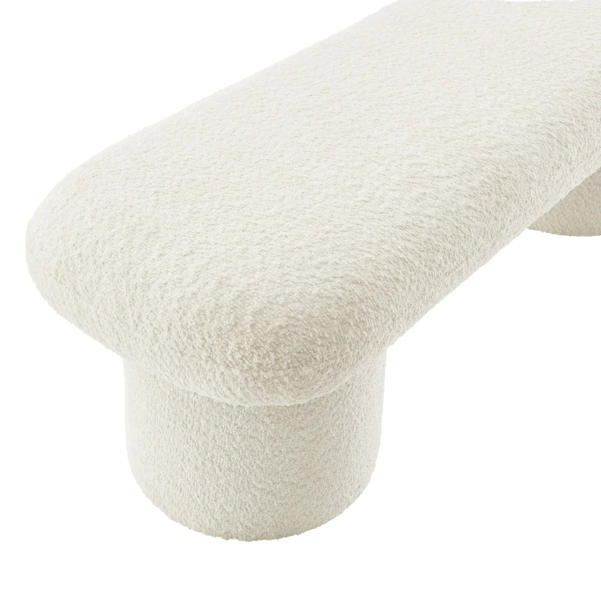 56 Inch Chenille Upholstered Bench with Cylindrical Legs and Overhang Seat - Image 6