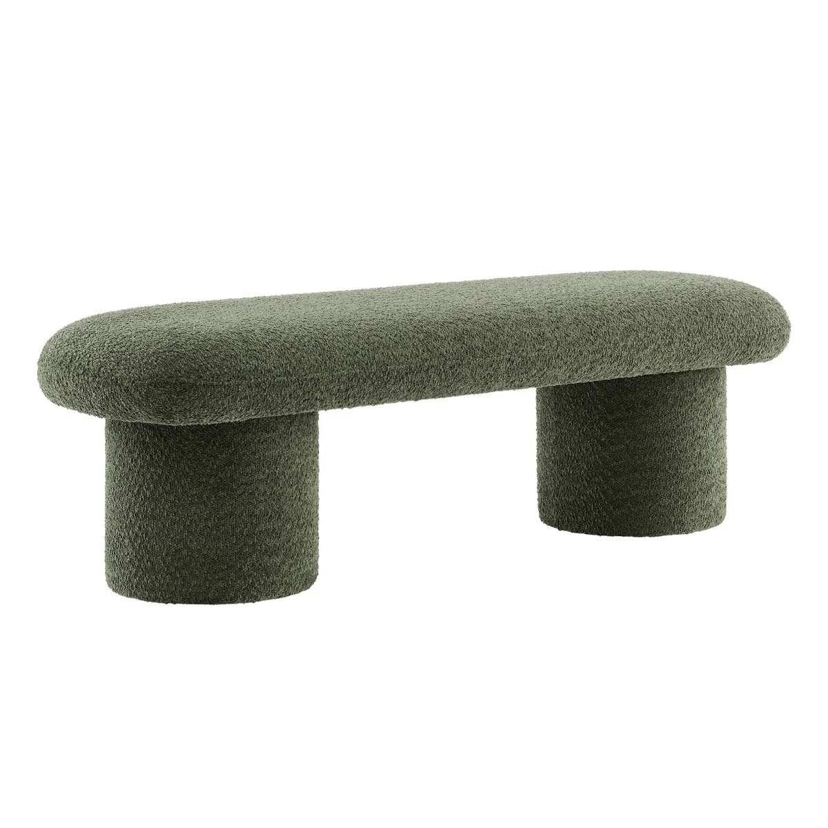 56 Inch Chenille Upholstered Bench with Cylindrical Legs and Overhang Seat - Image 8