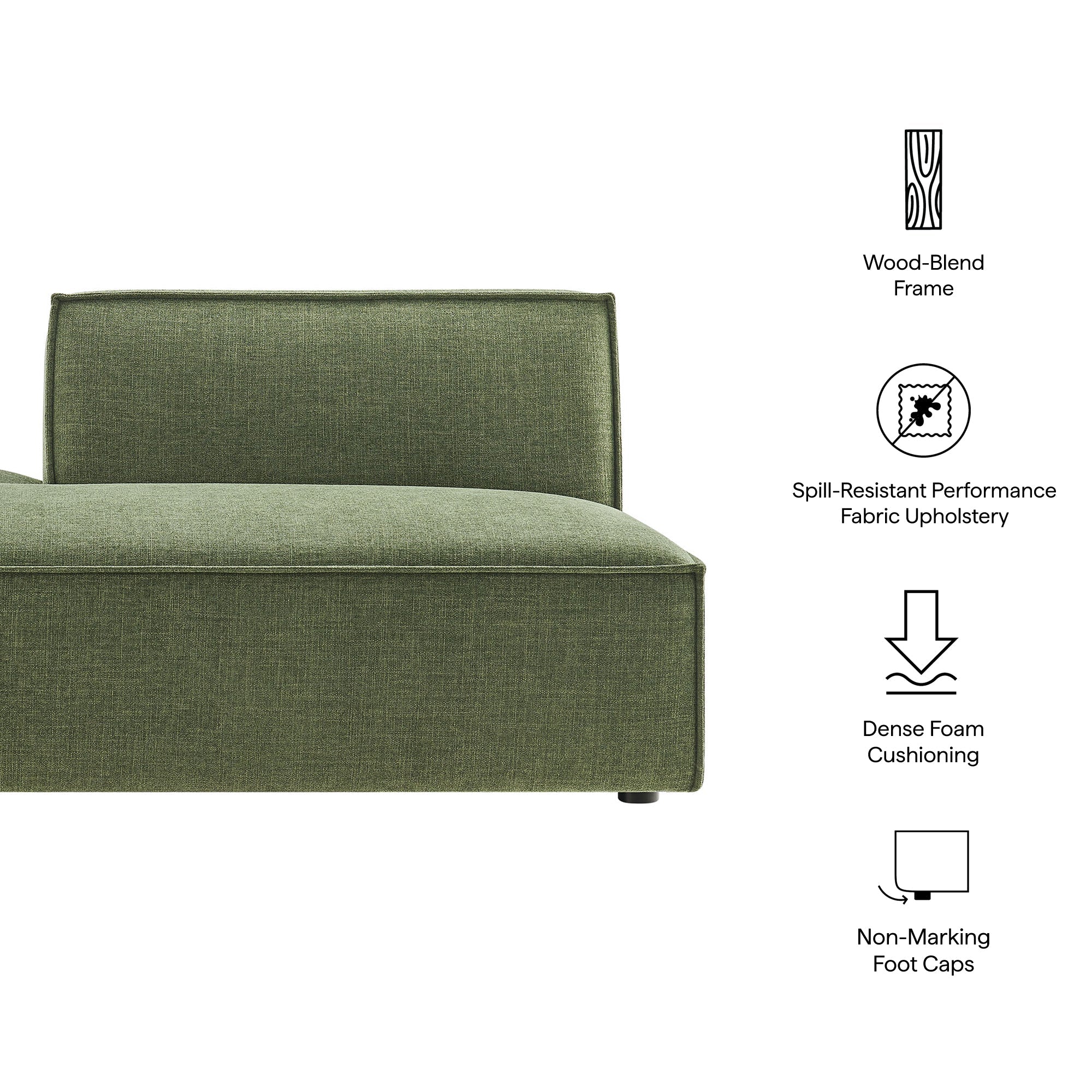 56 Inch Performance Fabric Left-Facing Armless Modular Sectional Chaise - Image 23
