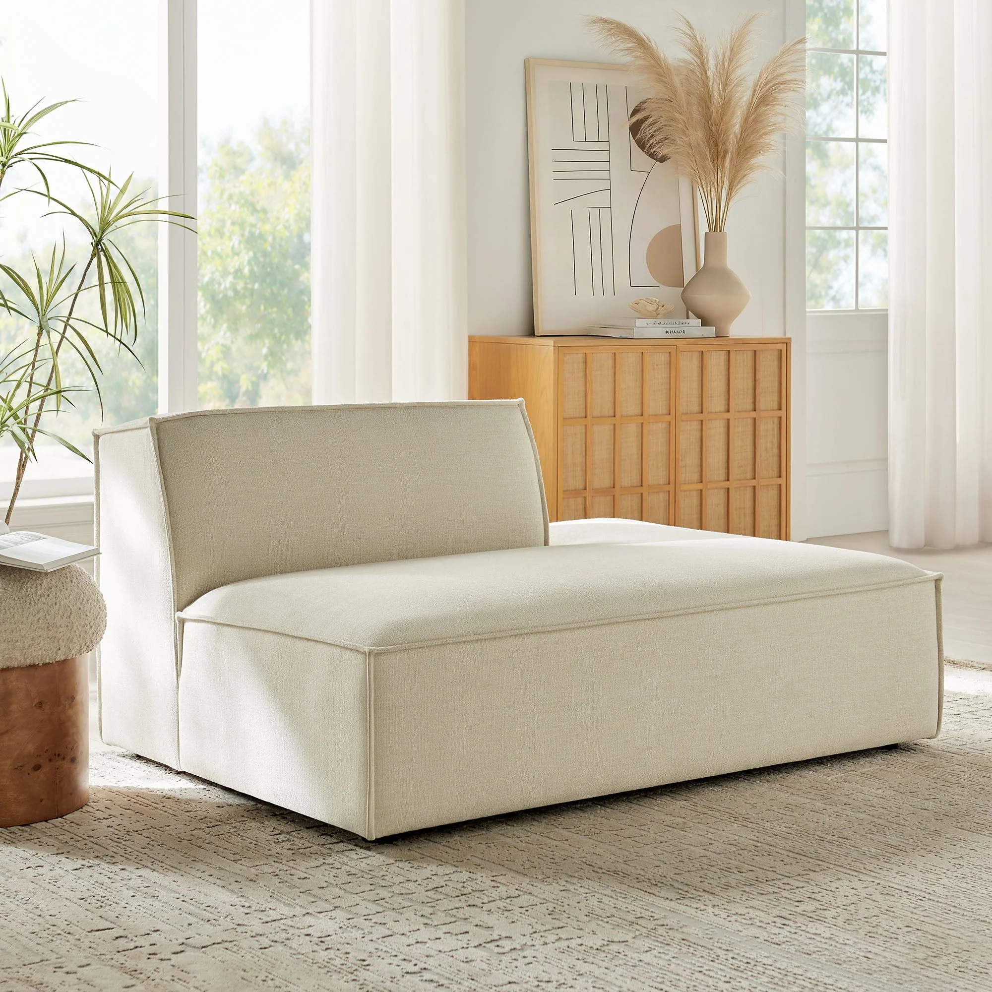 56 Inch Performance Fabric Right-Facing Armless Modular Sectional Chaise - Image 7