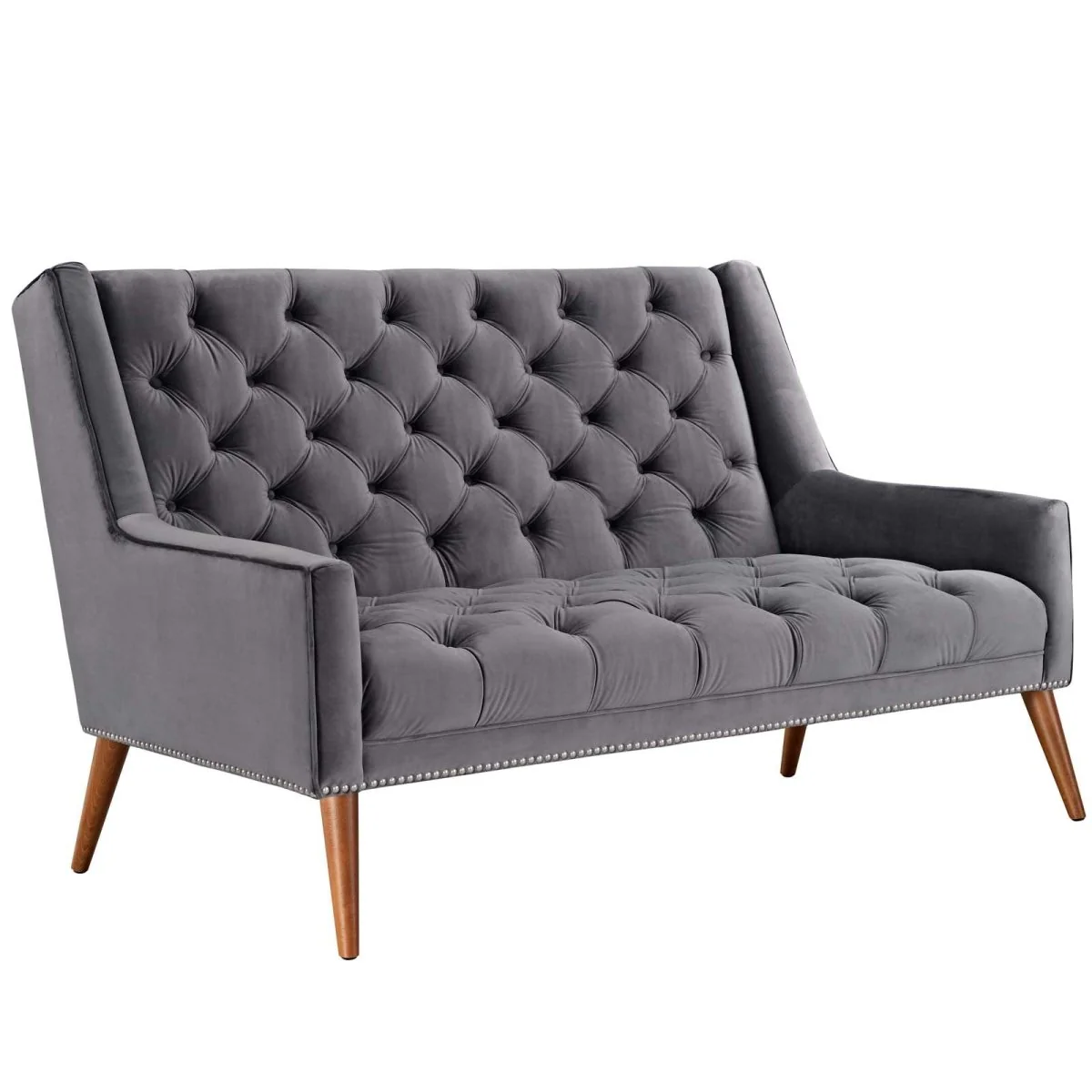 56 Inch Performance Velvet Loveseat with Nailhead Detail - Image 5