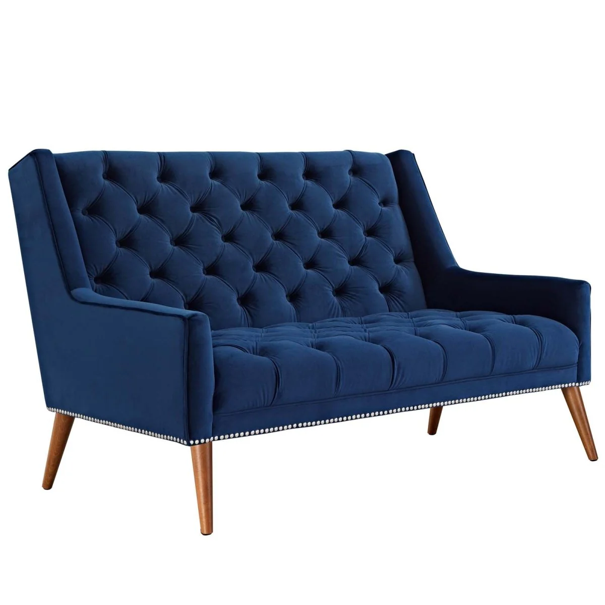56 Inch Performance Velvet Loveseat with Nailhead Detail - Image 9