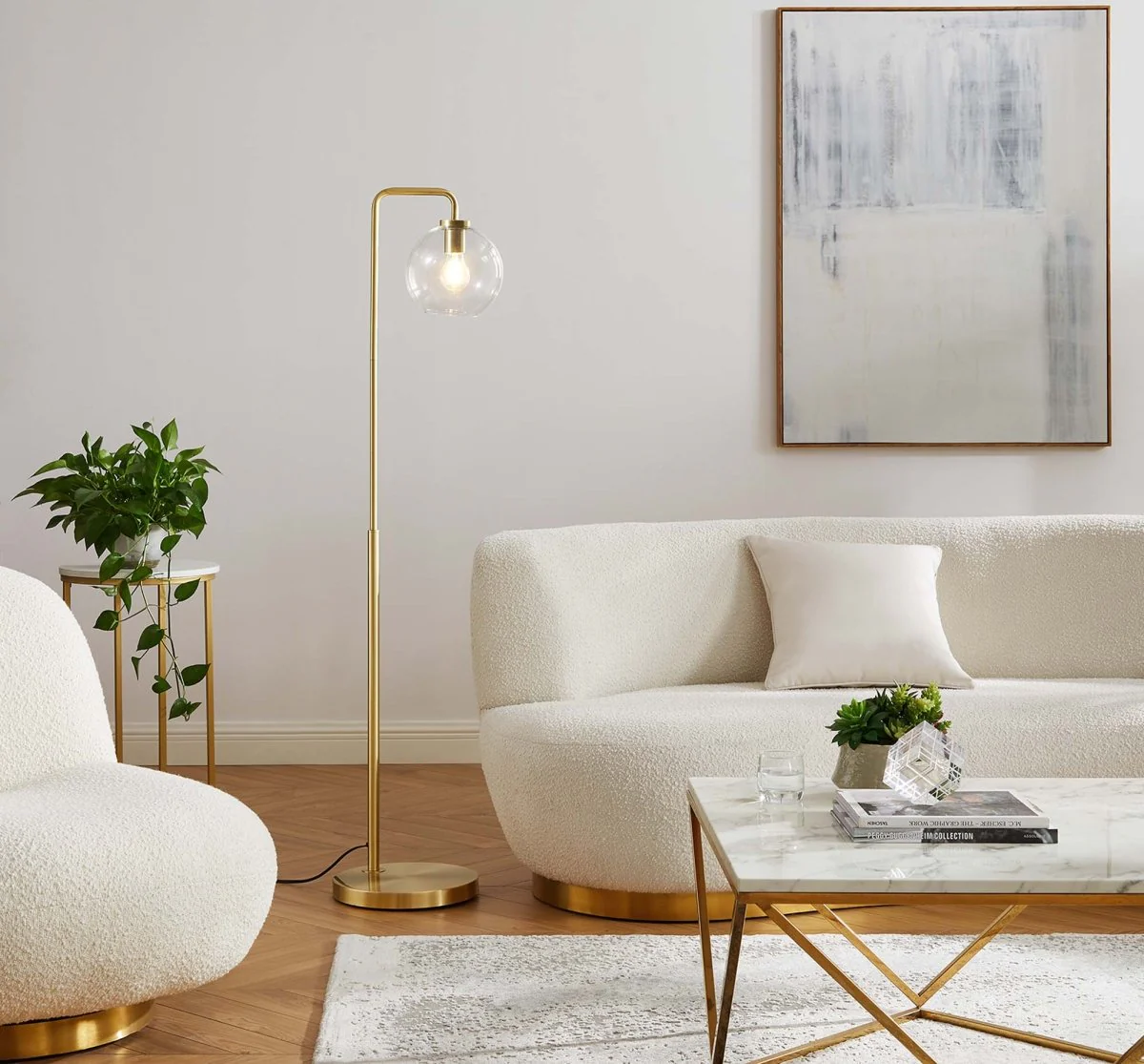 58" Glass Globe Floor Lamp with Metal Base — Glass Globe Design Modern Floor Lamp - Image 14