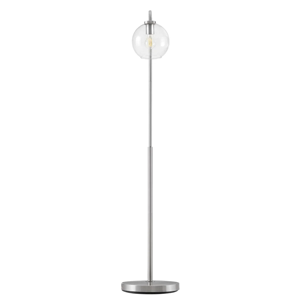 58" Glass Globe Floor Lamp with Metal Base — Glass Globe Design Modern Floor Lamp - Image 7
