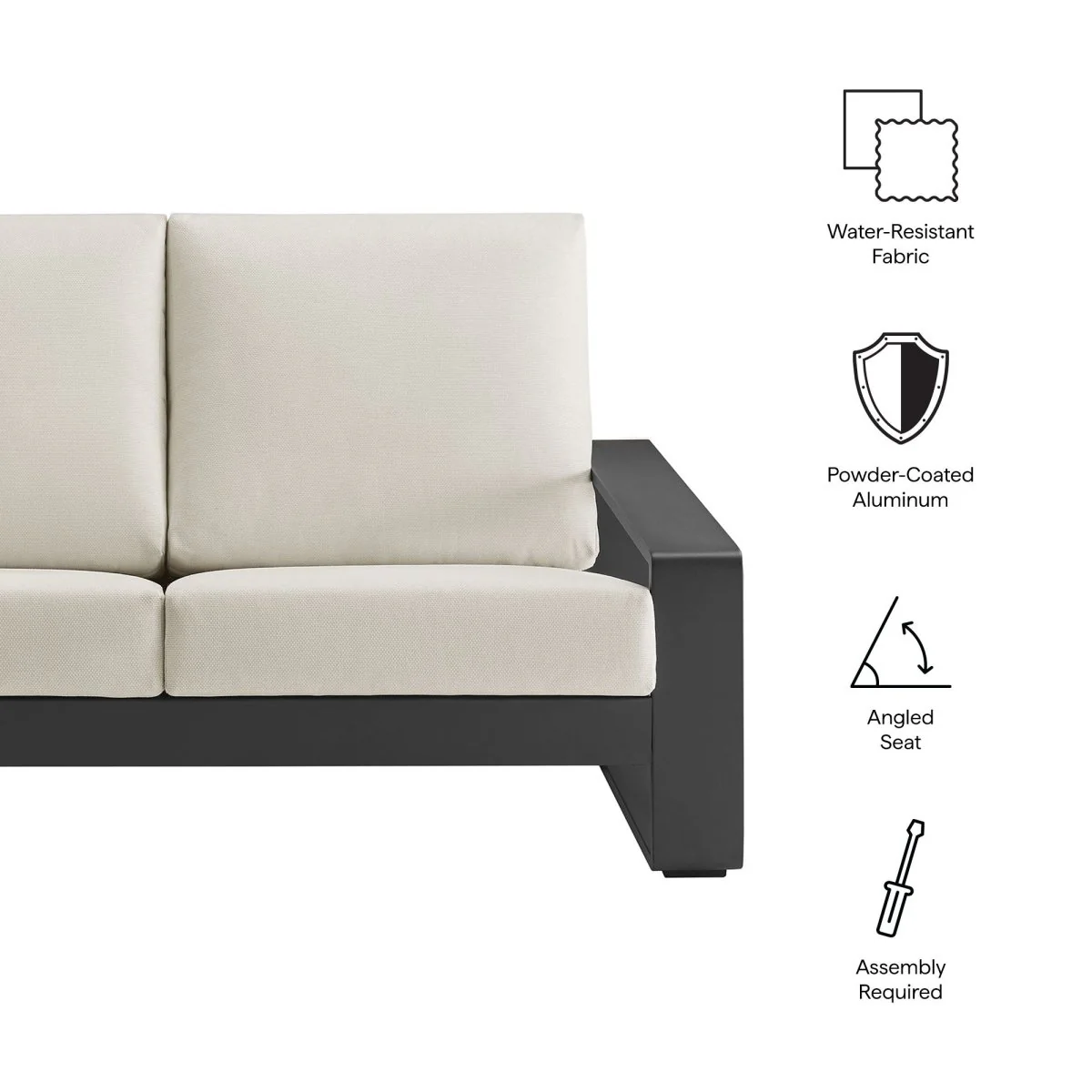 59" Aluminum Outdoor Loveseat with Weather-Resistant Cushions for Patio - Image 20