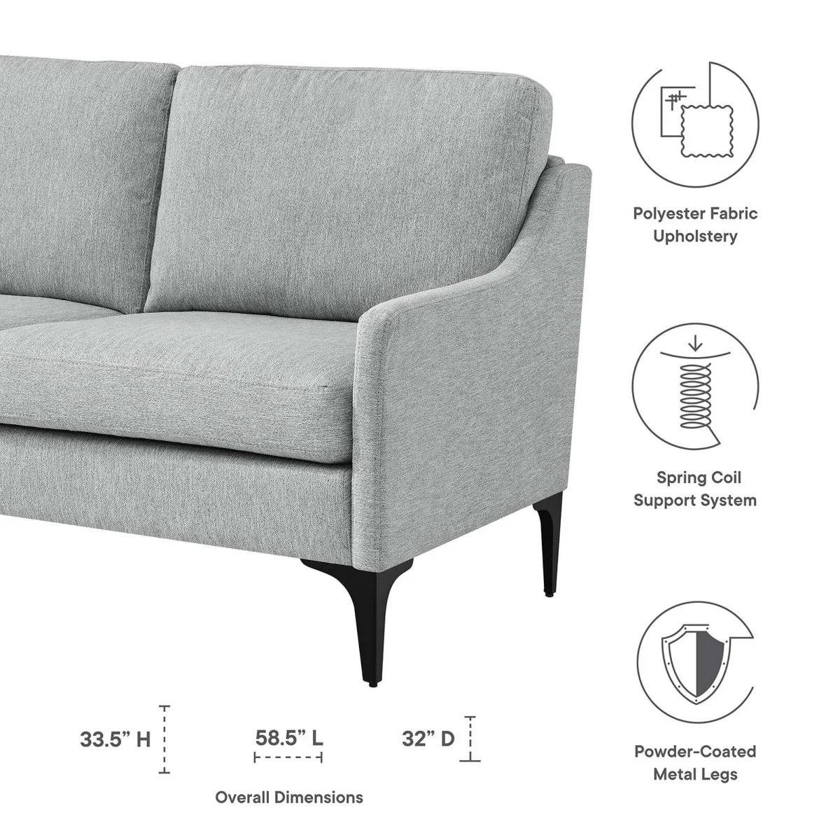 59-Inch Corland Upholstered Fabric Loveseat - Image 16