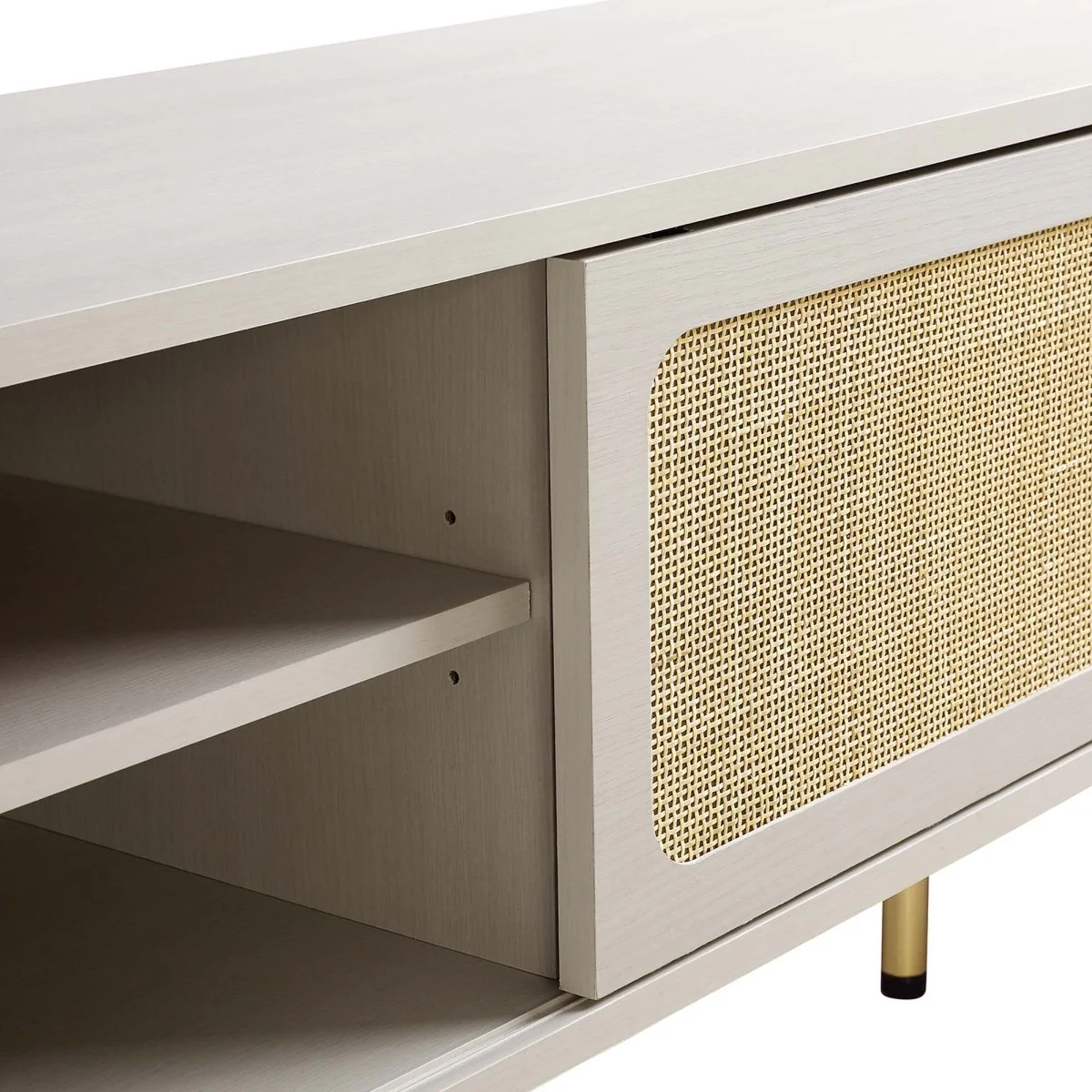 59 Inch Modern Rattan Sliding Door TV Stand - Image 17