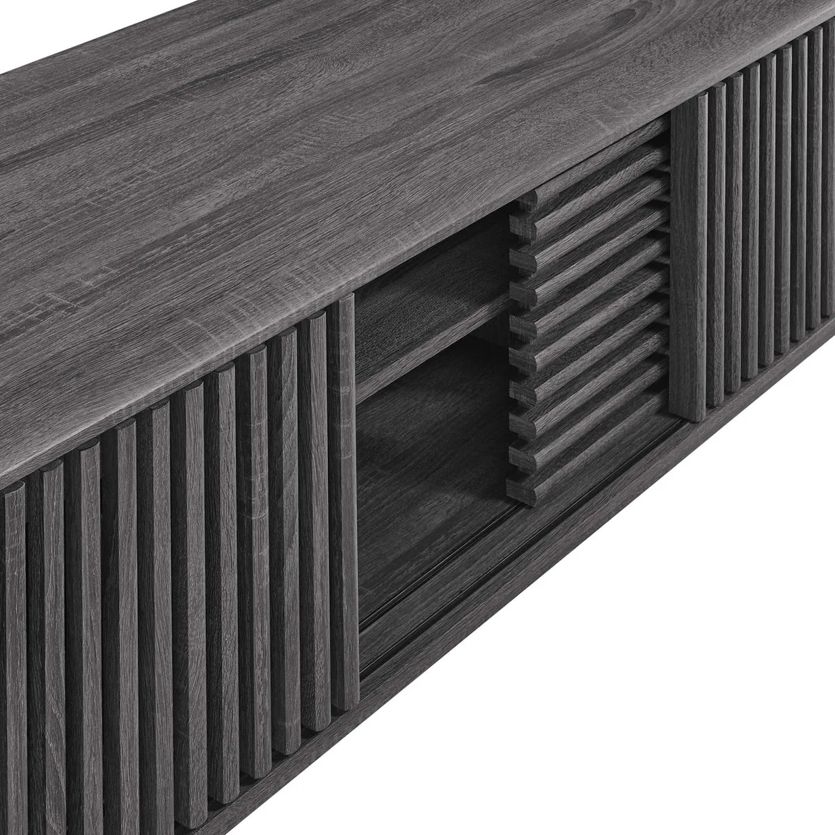 59 Inch Sleek Slatted TV Stand - Image 5