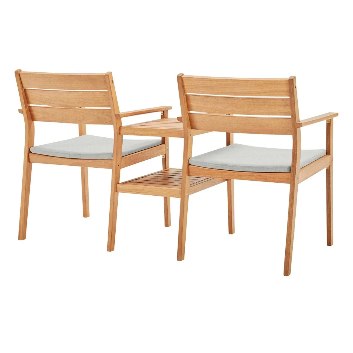 59" Outdoor Ash Wood Jack and Jill Patio Chair Set - Image 6