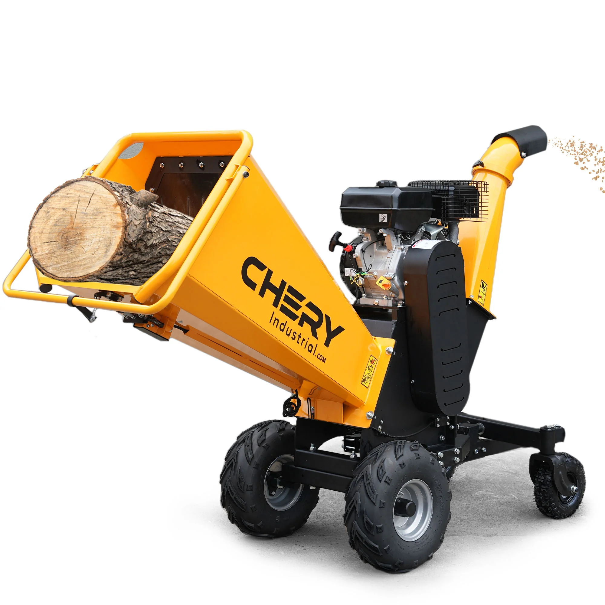 6'' 420Cc 15Hp Pull Start Gas Powered 4 - Wheels Chipper Shredder Mulcher With Towbar / Stop Bar - Yellow - Image 8