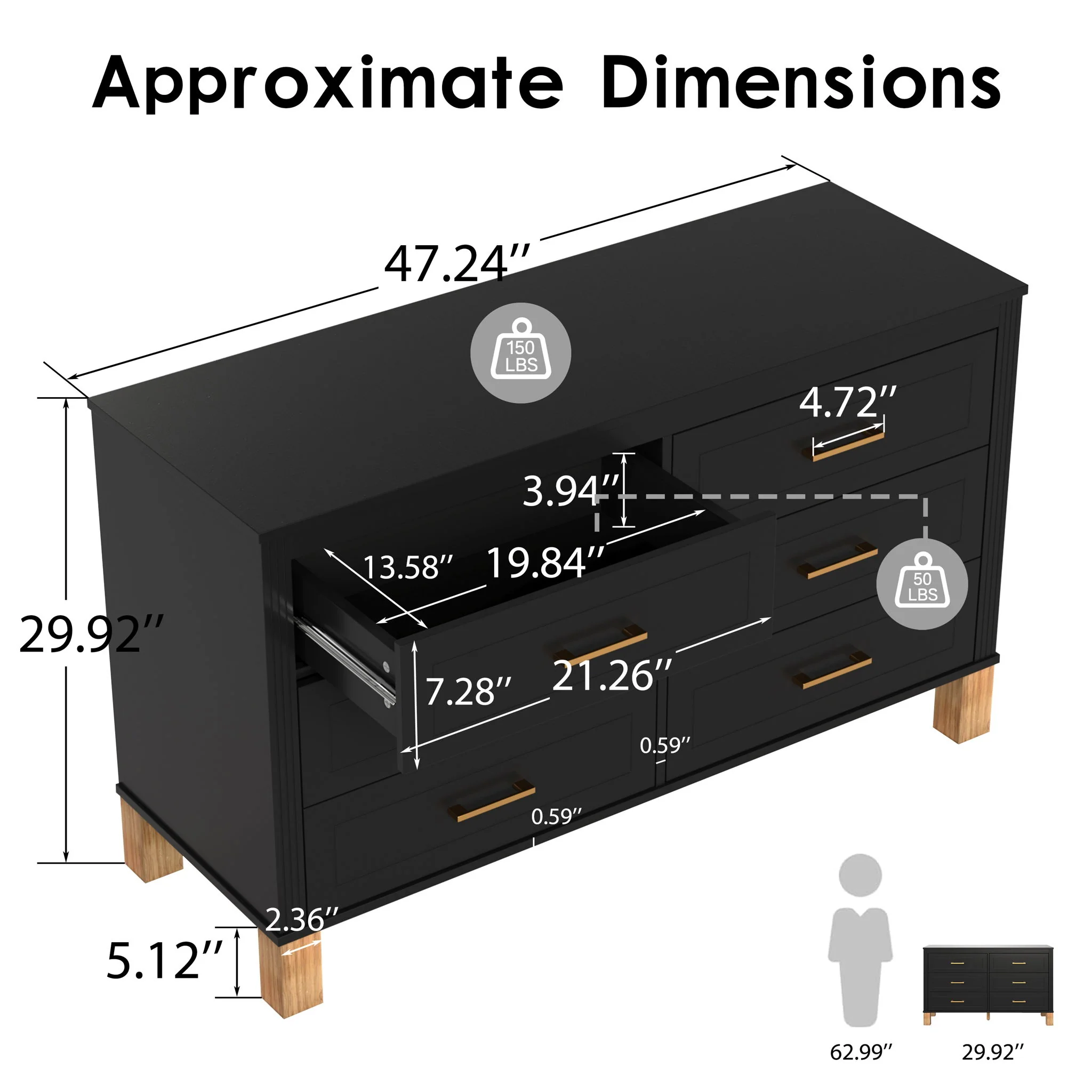 6 Drawer Double Dresser - Image 18