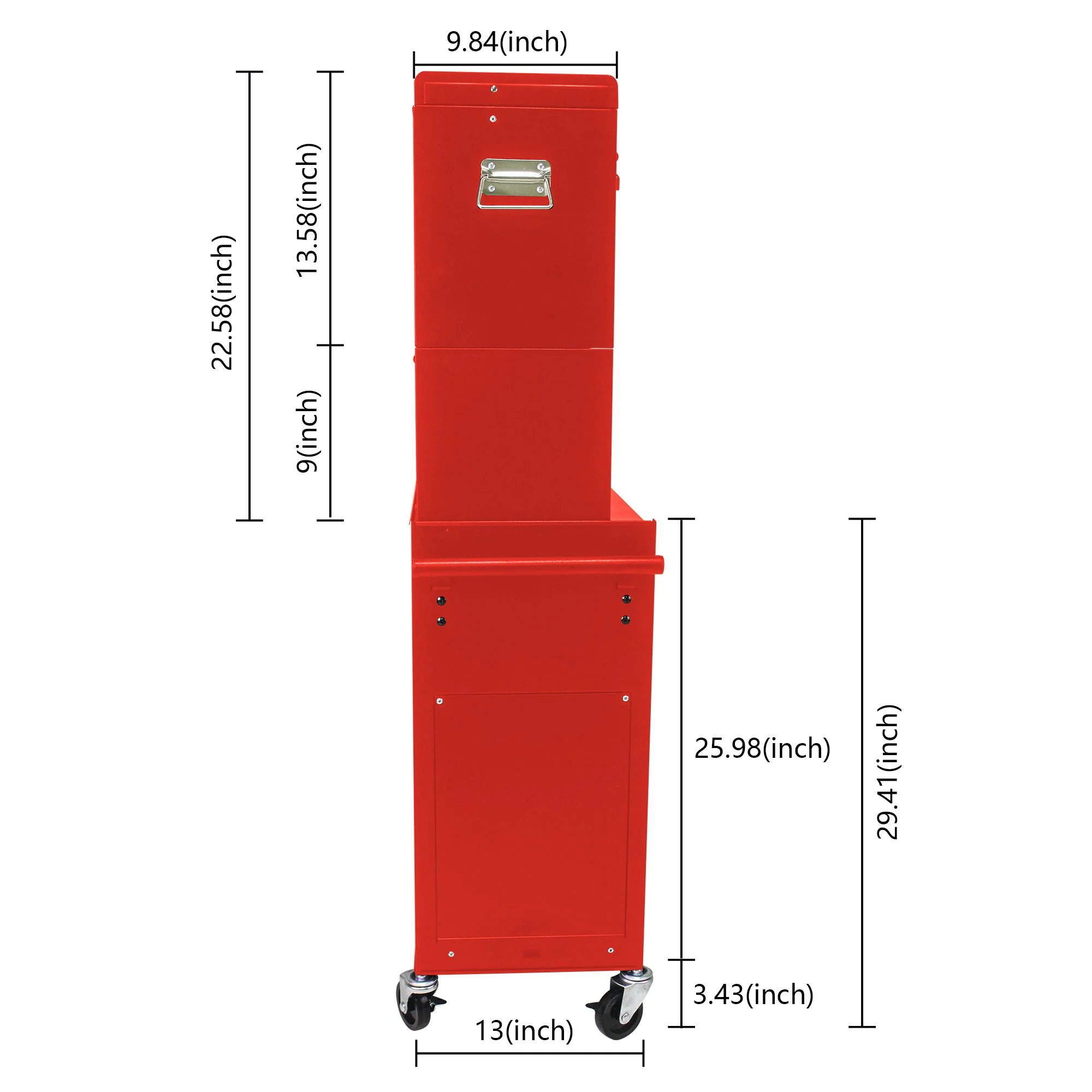6 Drawer Lockable Tool Cabinet On Wheels, Steel Rolling Tool Chest With Detachable Toolbox - Image 8