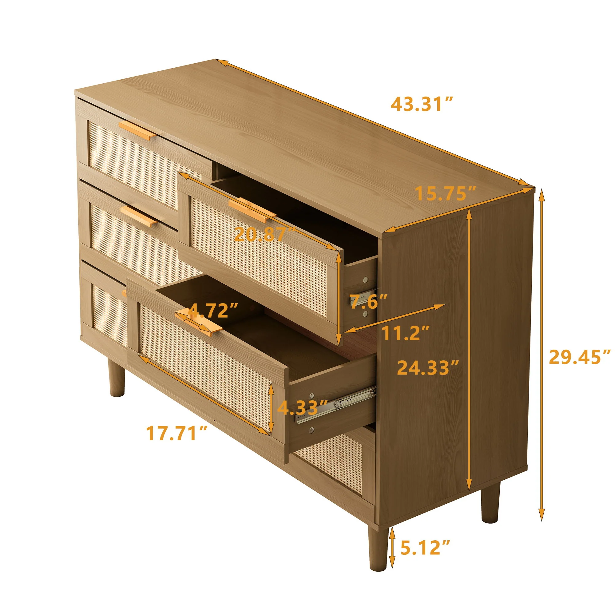 6 Drawer Storage Modern Cabinet For Bedroom - Image 24