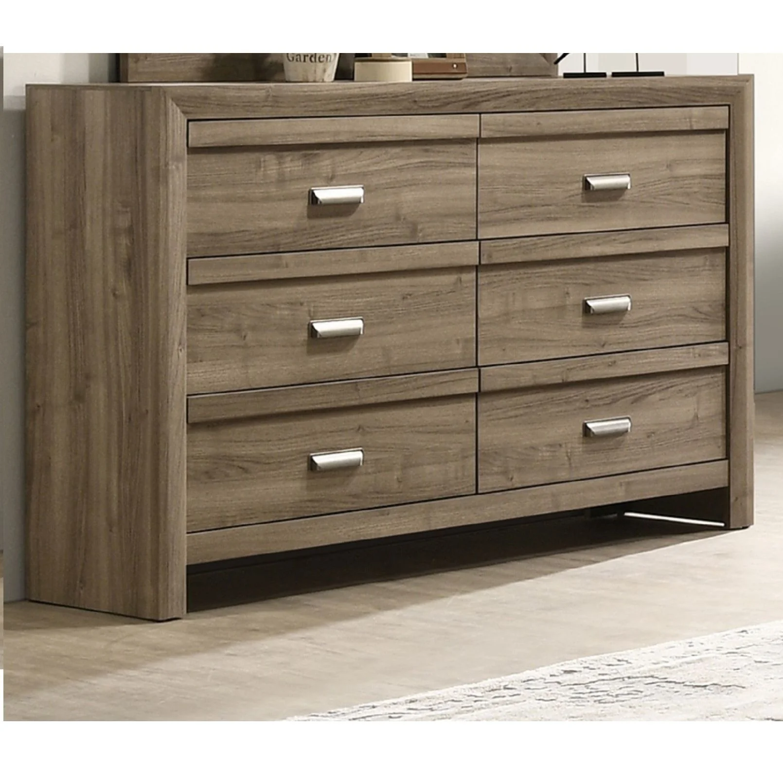 6 Drawers Storage Dresser, Bedroom Furniture - Light Brown - Image 5