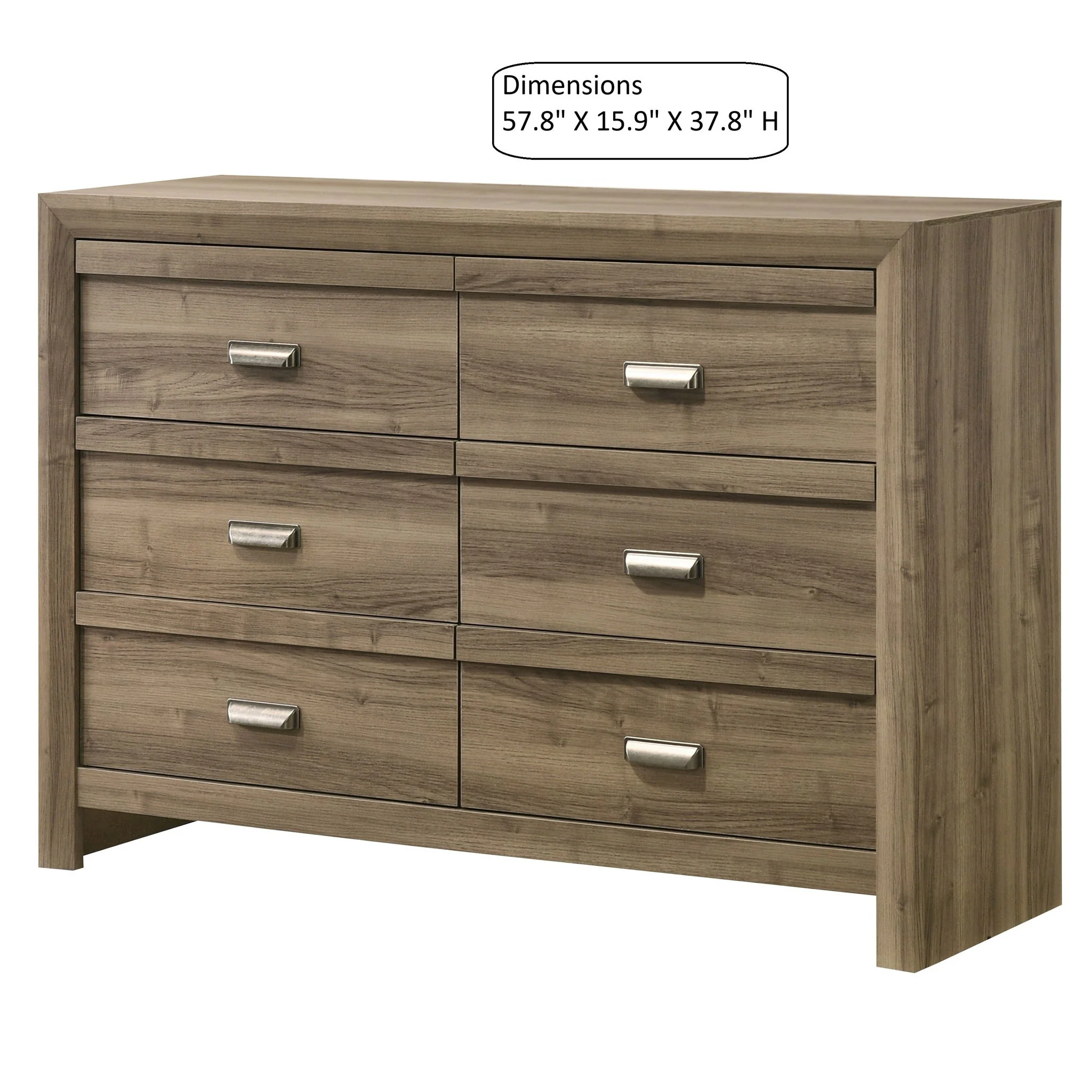 6 Drawers Storage Dresser, Bedroom Furniture - Light Brown - Image 6