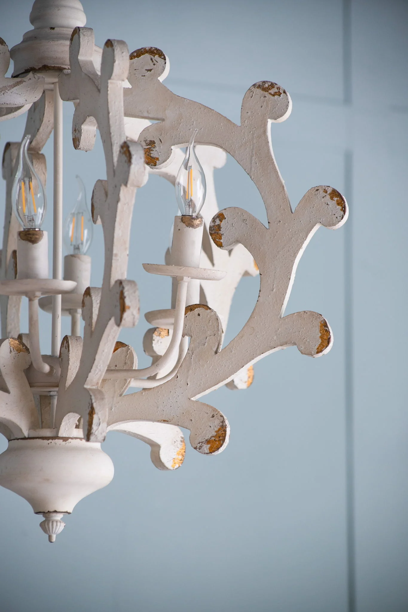 6 Light Chandelier, Hanging Light Fixture With Adjustable Chain For Kitchen, Bulb Not Included - White - Image 3