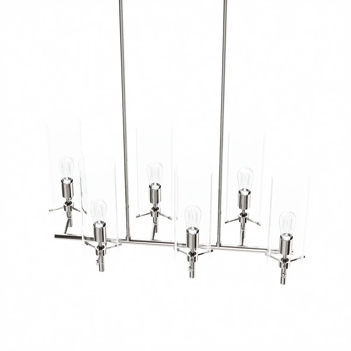 6-Light Clear Glass Chandelier with Cylinder Shades, Modern Ceiling Light Fixture - Image 16