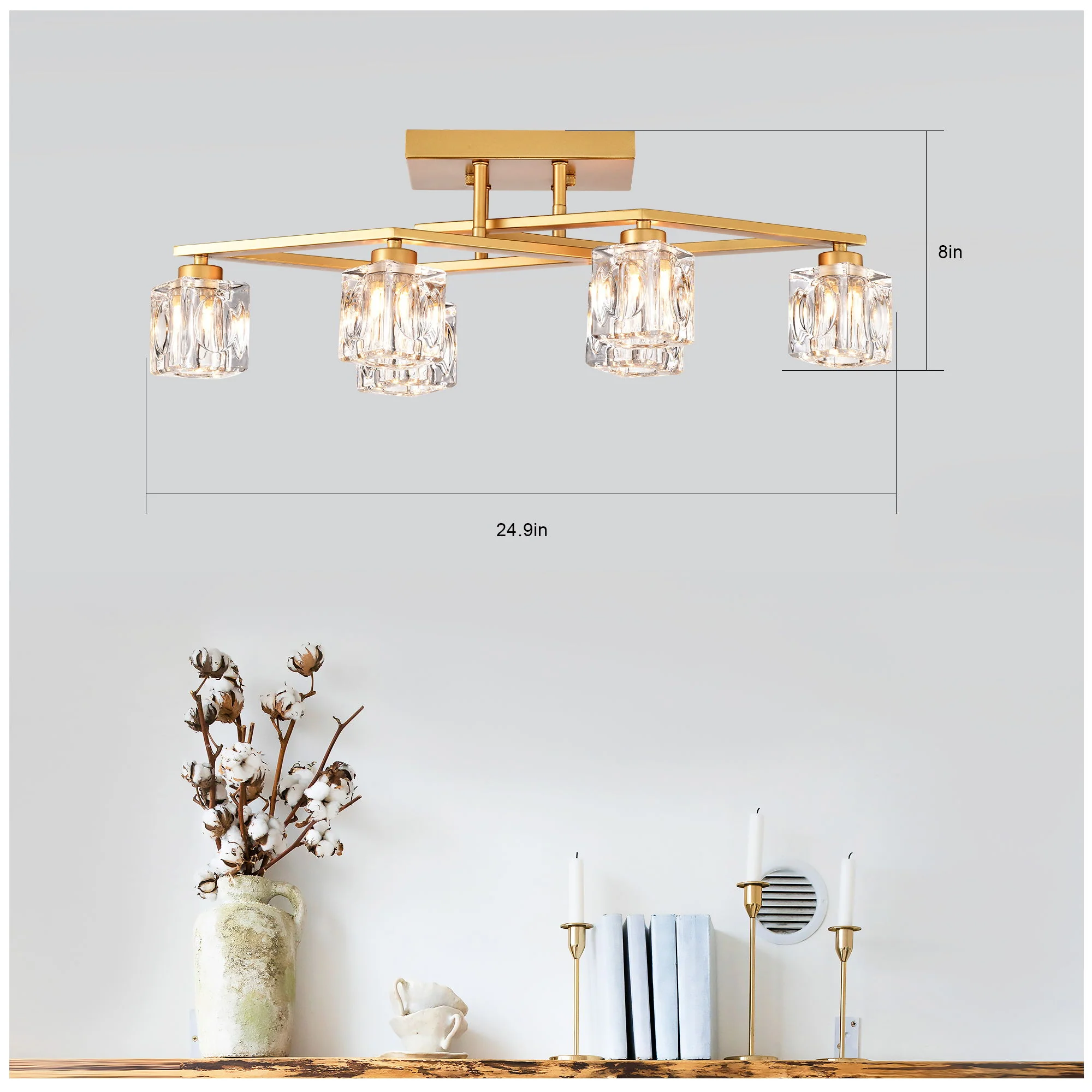 6 Light Crystal Ceiling Light For Dining Room, Modern Ceiling Lamp With Light Fixture For Entryway, Lobby, Kitchen, Bedroom, Living Room, Conference Room, (6*G9 Bulbs Included) - Image 13