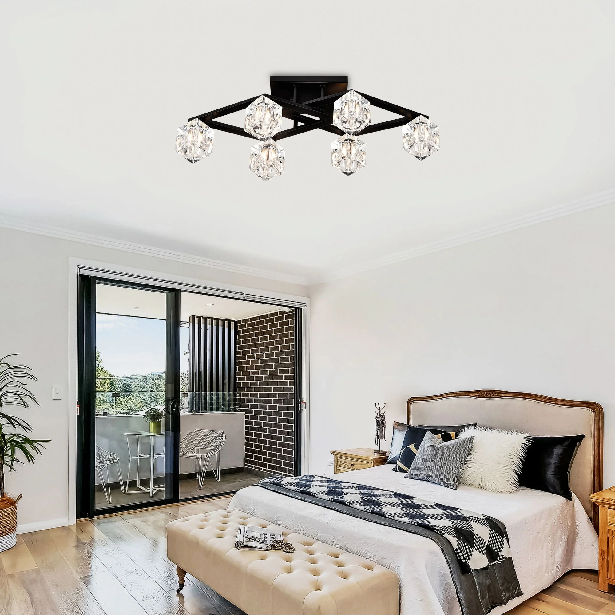 6 Light Crystal Ceiling Light For Dining Room, Modern Ceiling Lamp With Light Fixture For Entryway, Lobby, Kitchen, Bedroom, Living Room, Conference Room, (6*G9 Bulbs Included) - Image 5