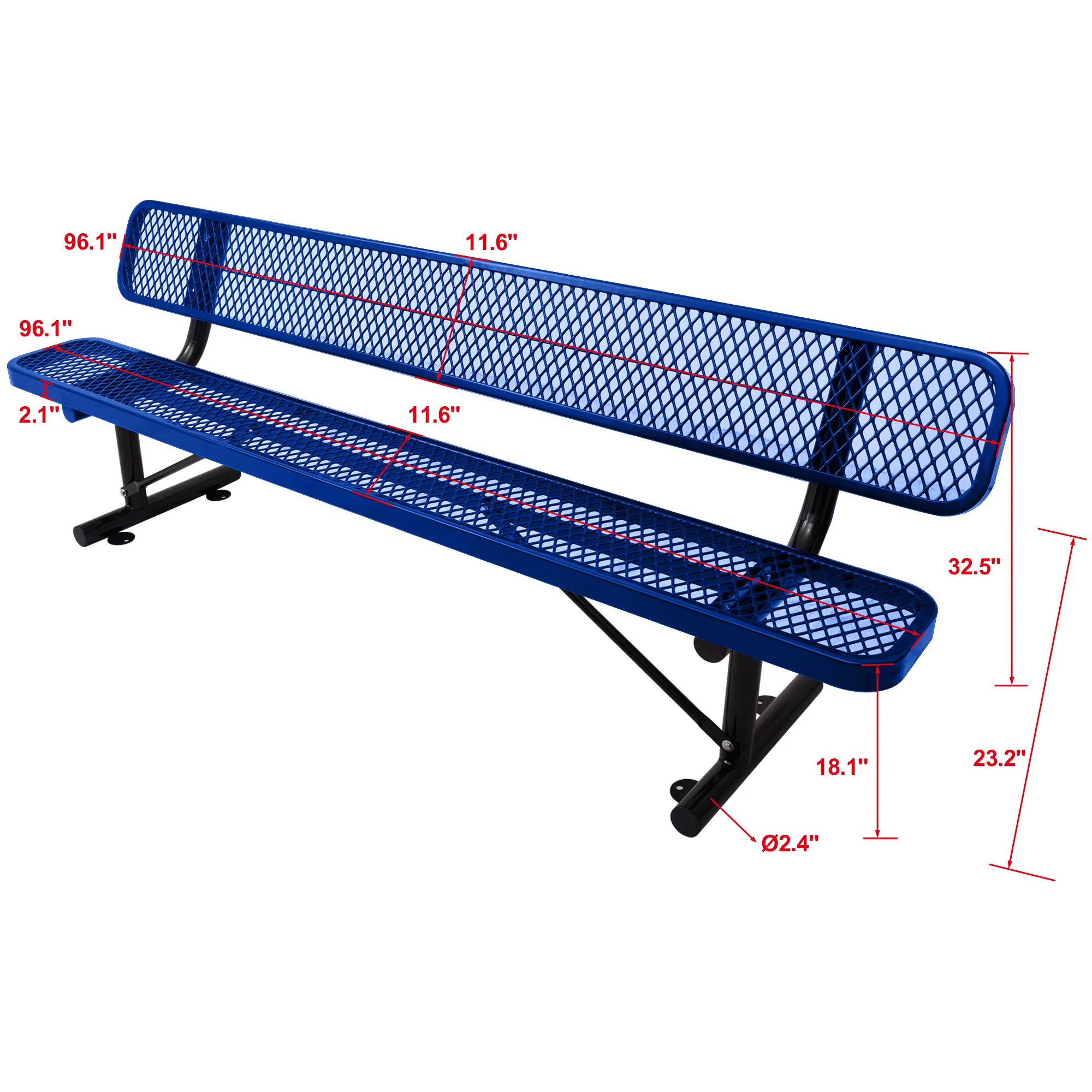 6' Outdoor Steel Bench With Backrest - Image 10