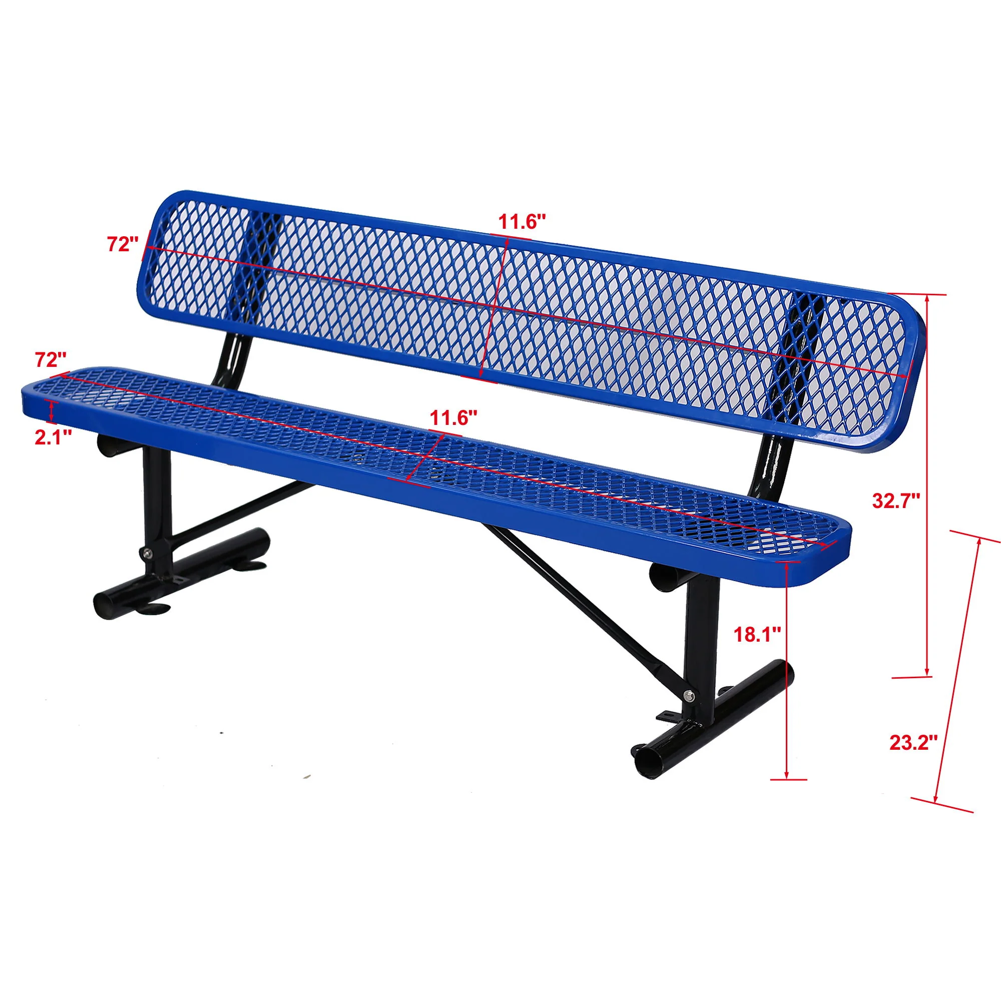 6' Outdoor Steel Bench With Backrest - Image 11