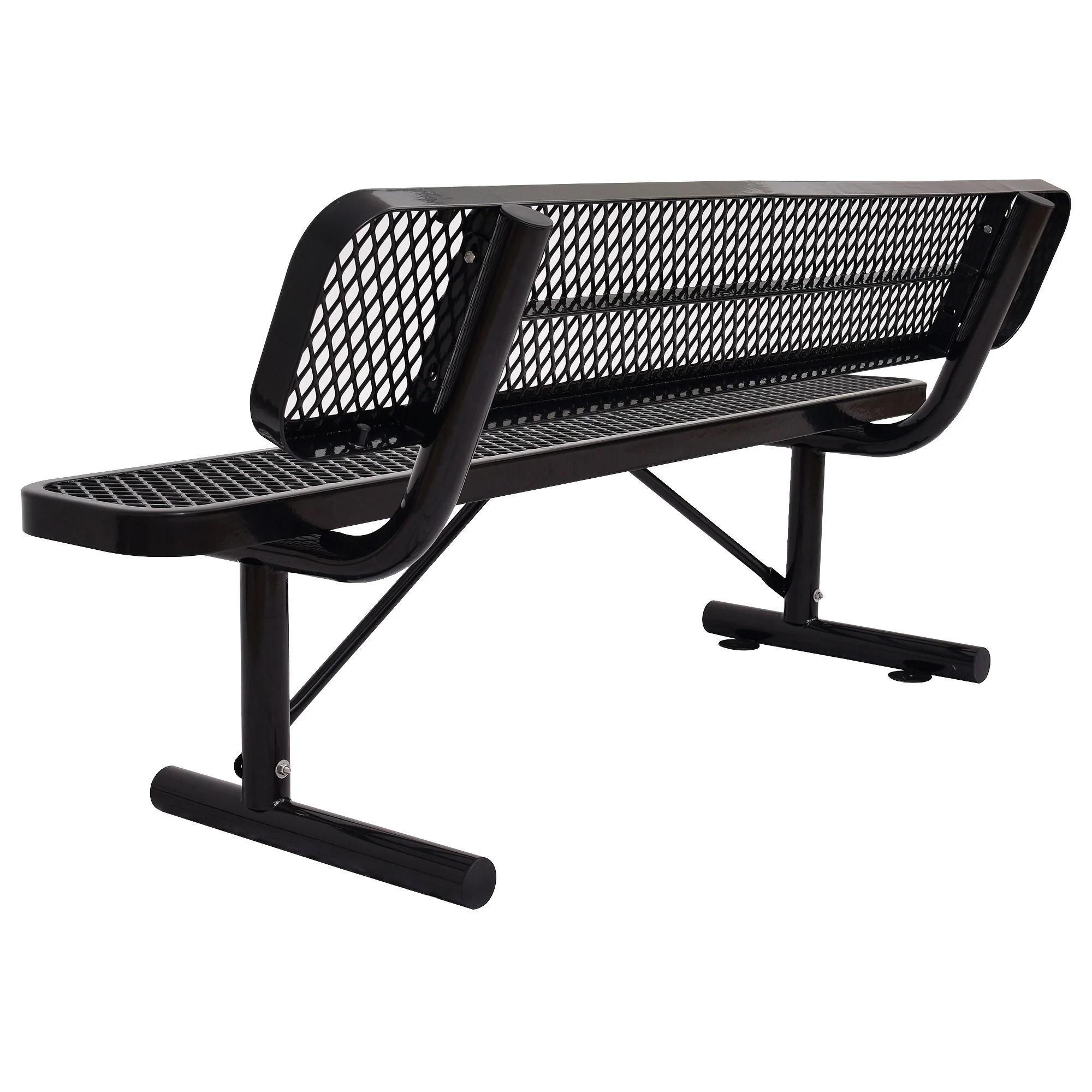 6' Outdoor Steel Bench With Backrest - Image 17