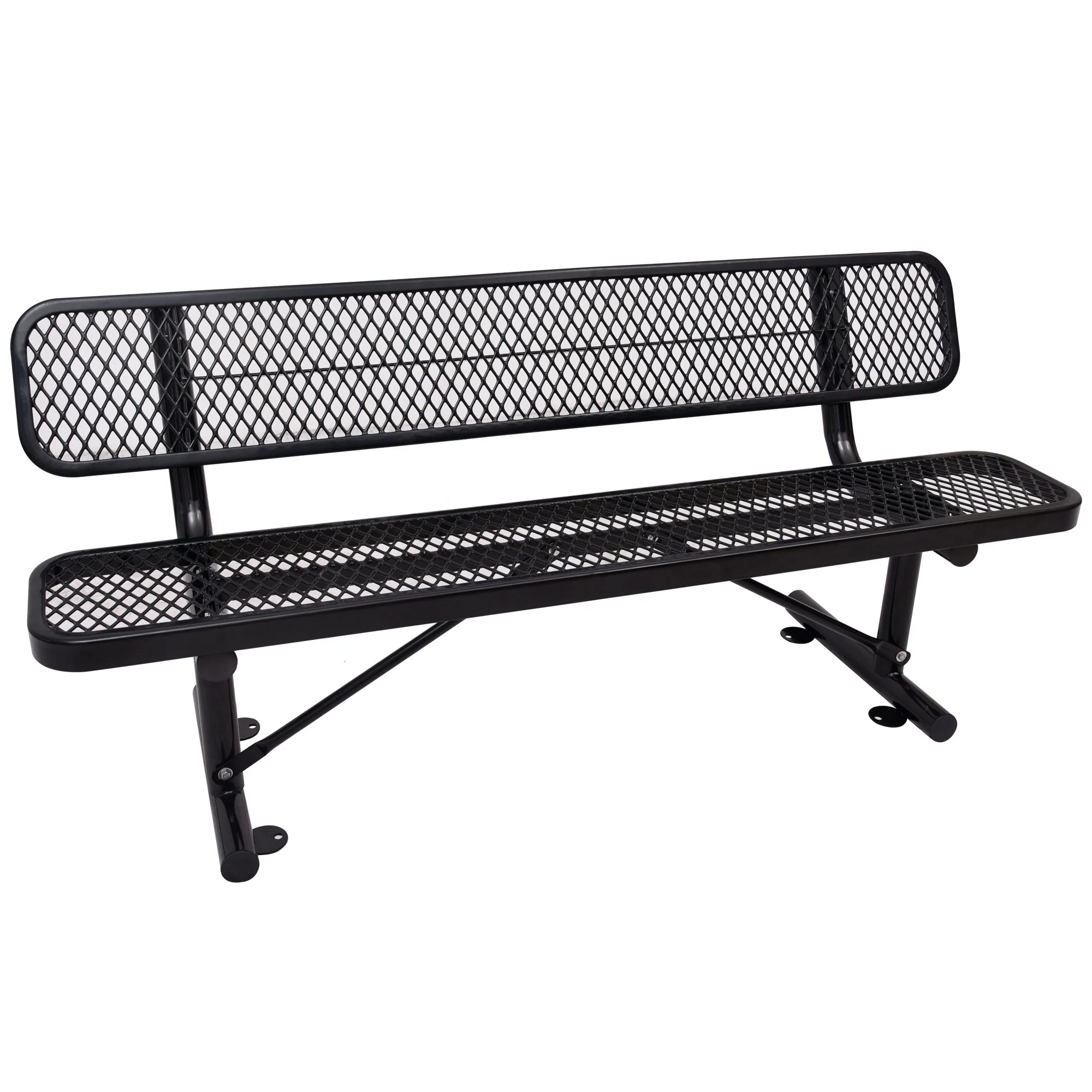 6' Outdoor Steel Bench With Backrest - Image 20