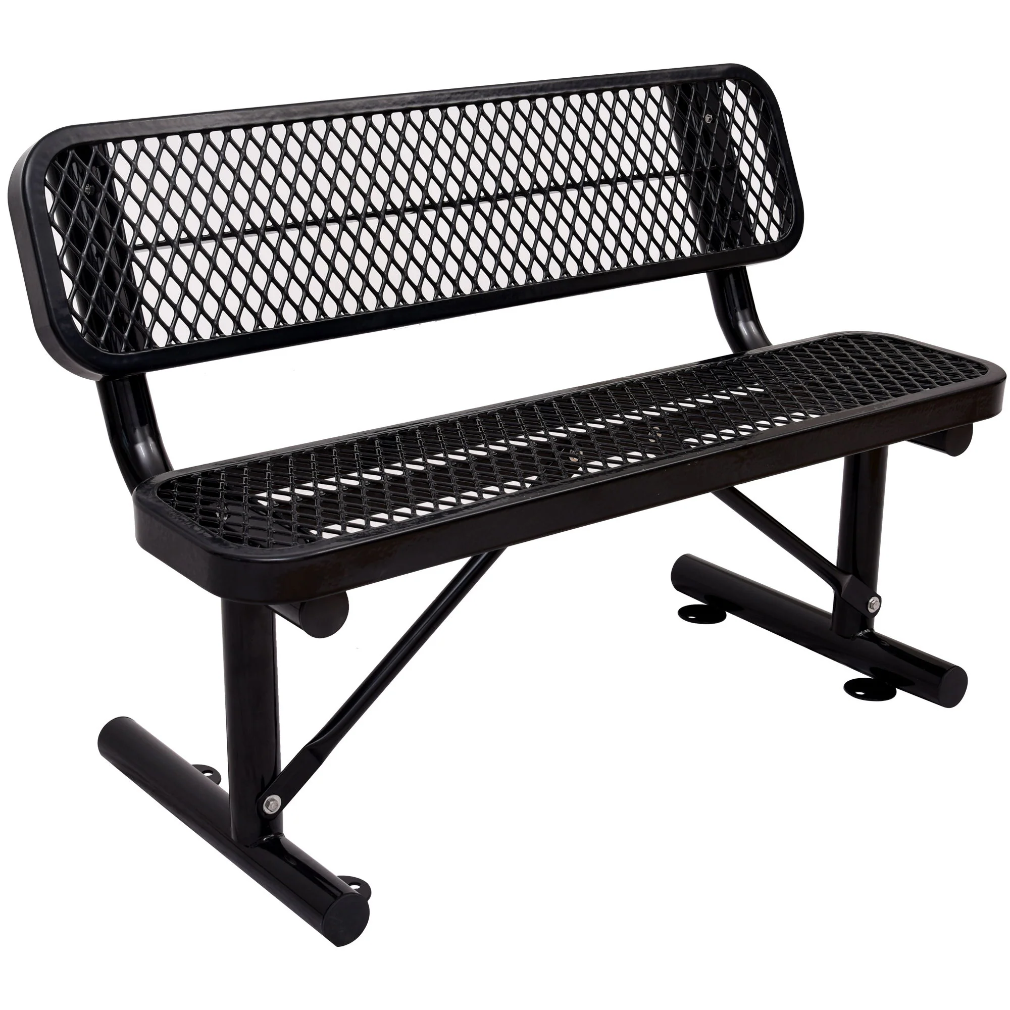 6' Outdoor Steel Bench With Backrest - Image 23