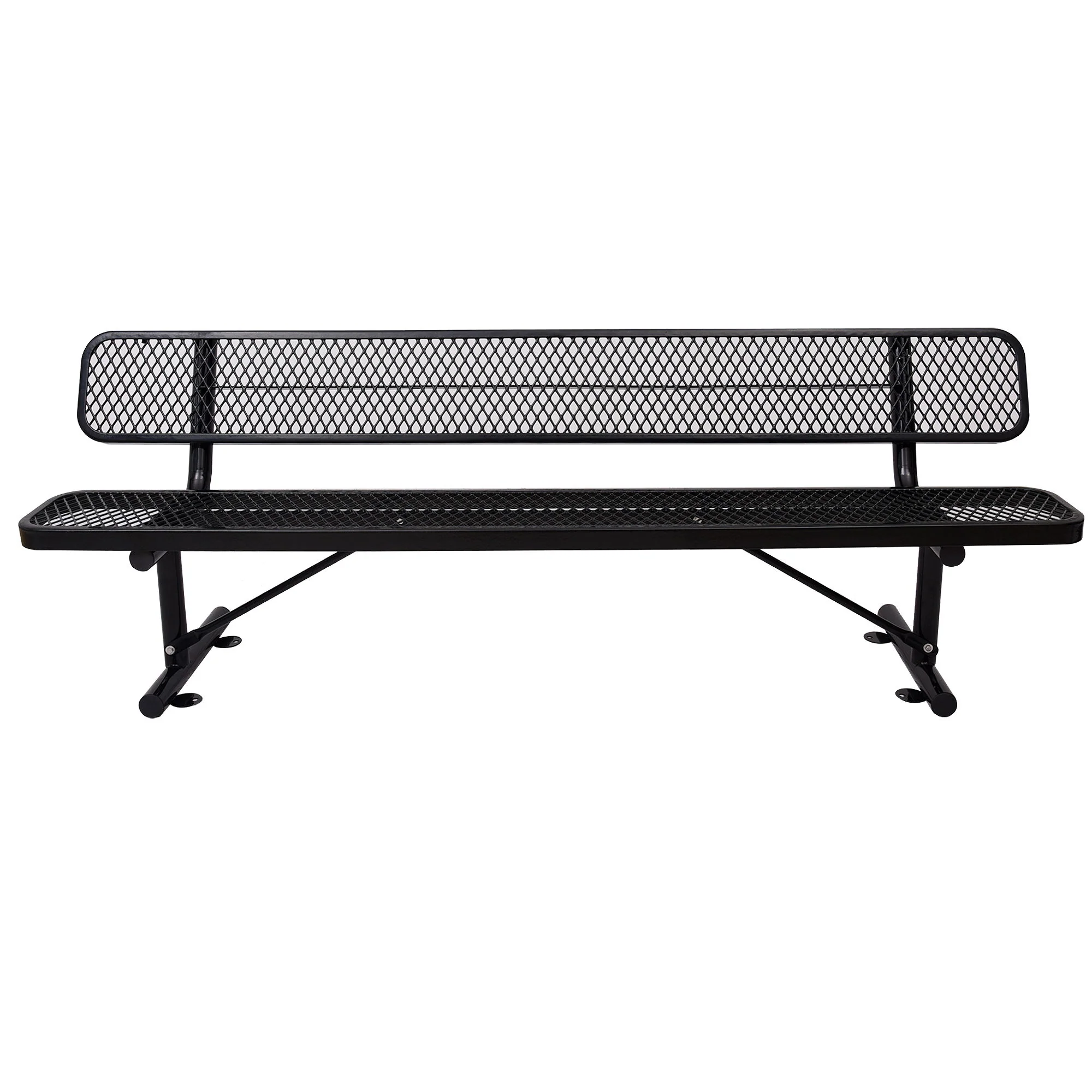 6' Outdoor Steel Bench With Backrest - Image 26