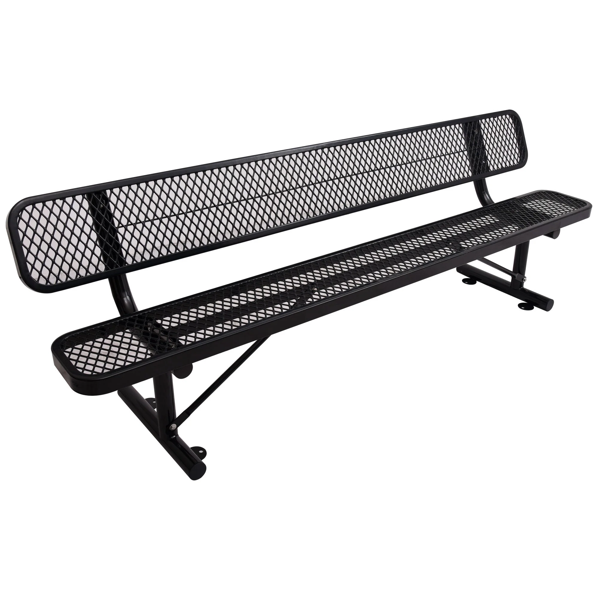 6' Outdoor Steel Bench With Backrest - Image 4