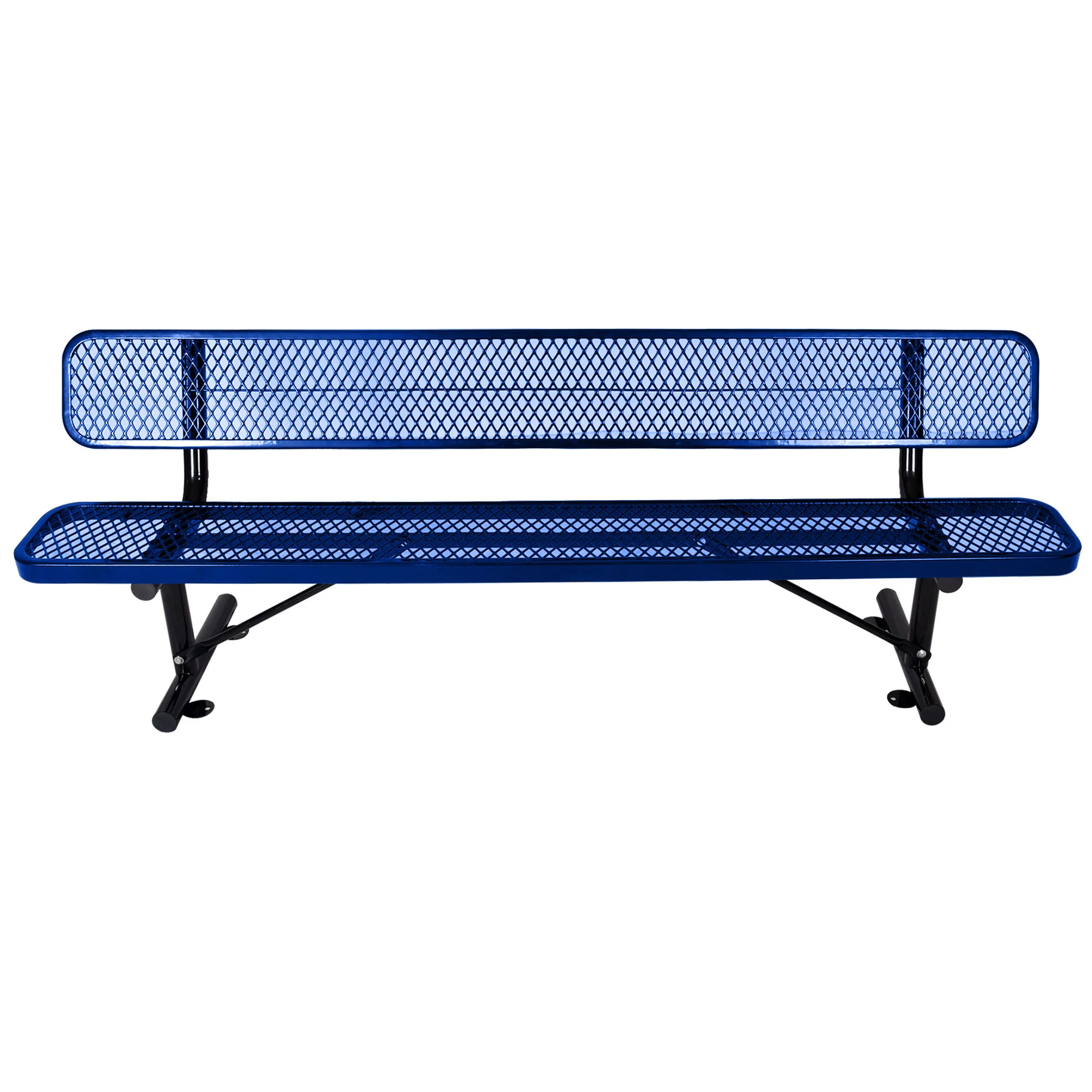 6' Outdoor Steel Bench With Backrest - Image 9