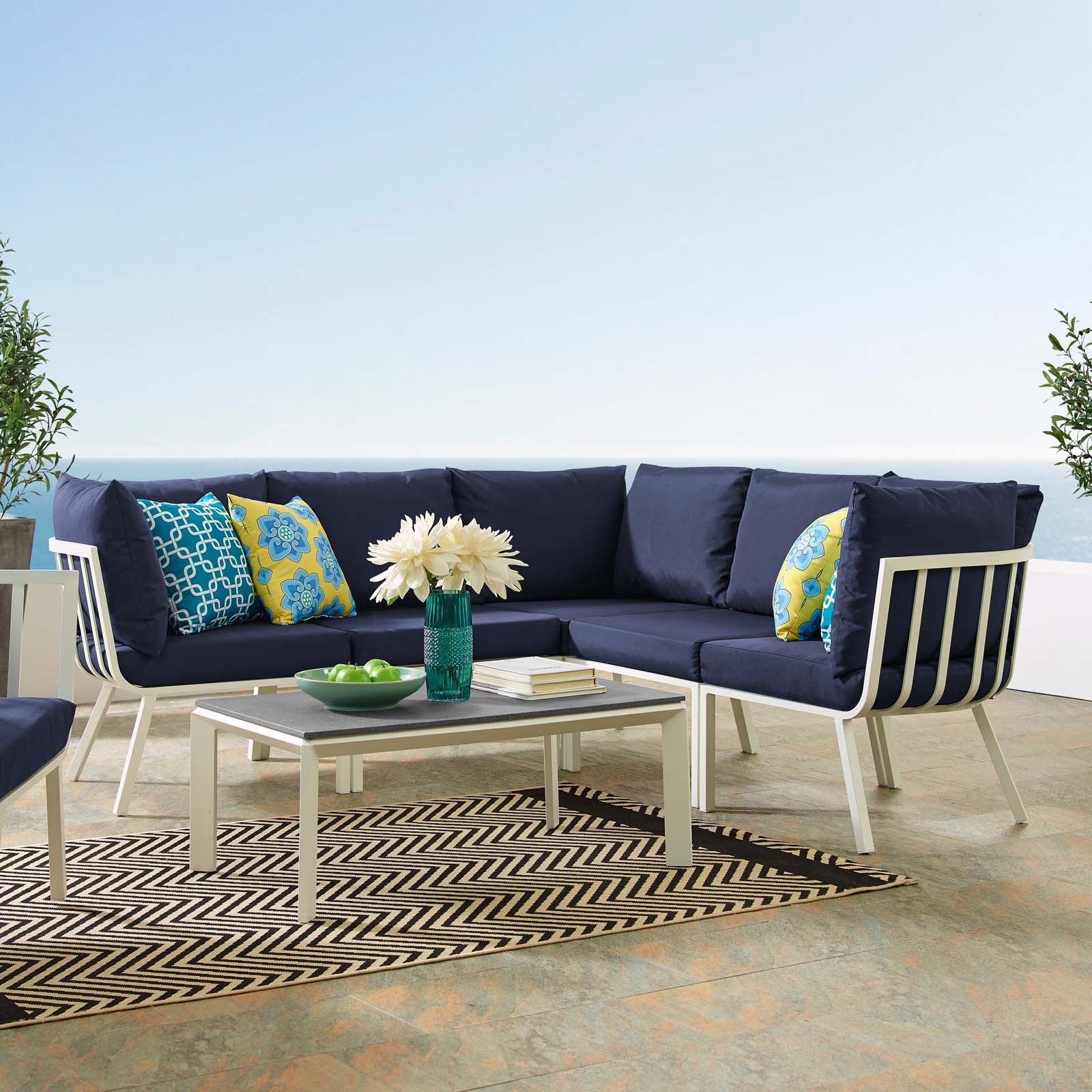 6-Piece Aluminum Outdoor Patio Sectional Sofa Set with Coffee Table and Cushions - Image 13