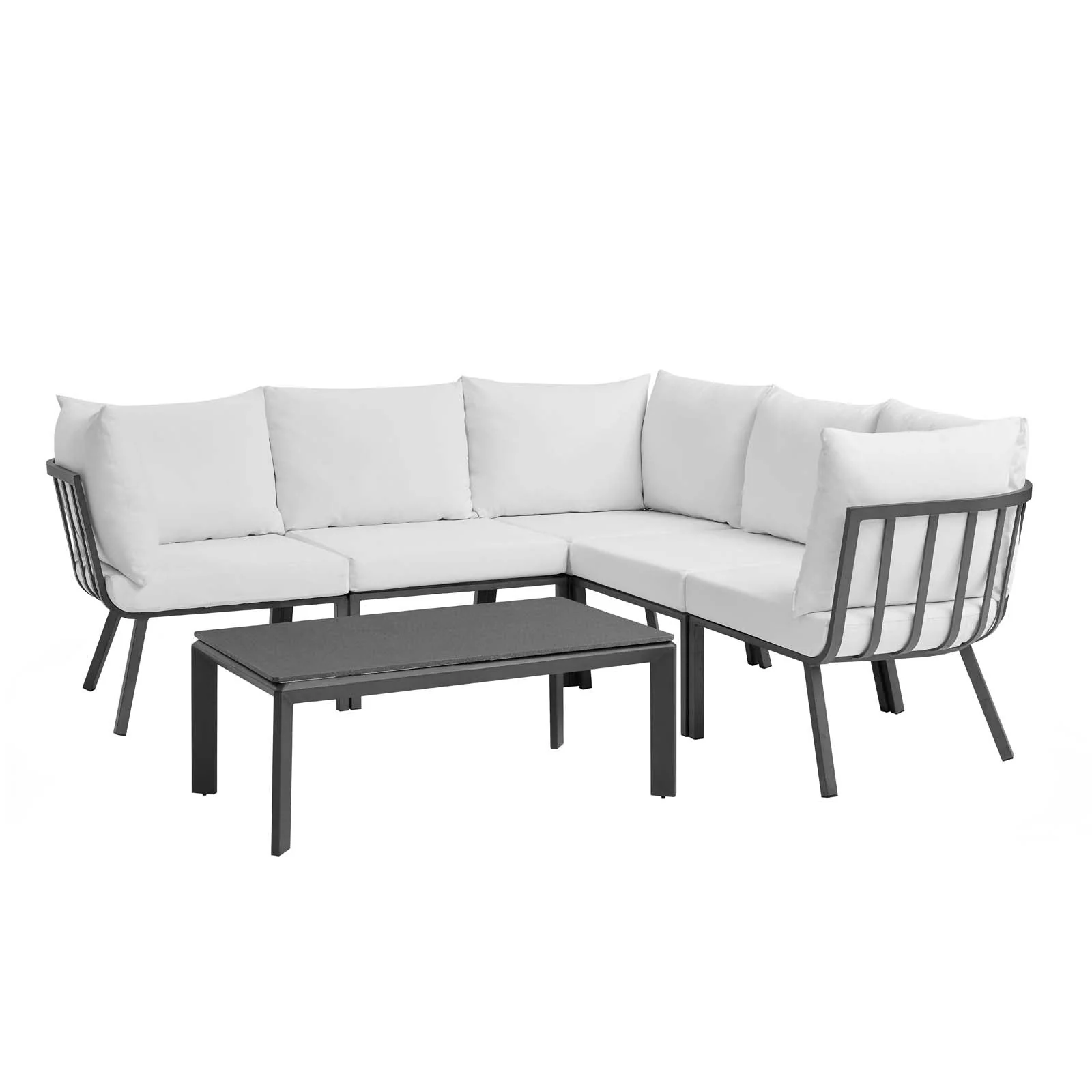 6-Piece Aluminum Outdoor Patio Sectional Sofa Set with Coffee Table and Cushions - Image 27