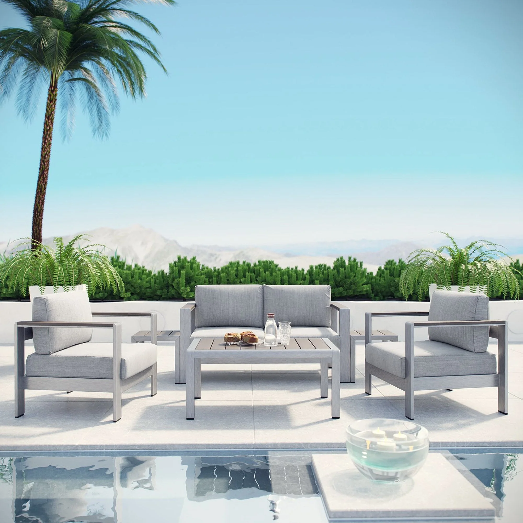6-Piece Aluminum Outdoor Sectional Sofa Set for Patio, Garden and Poolside Seating - Image 18