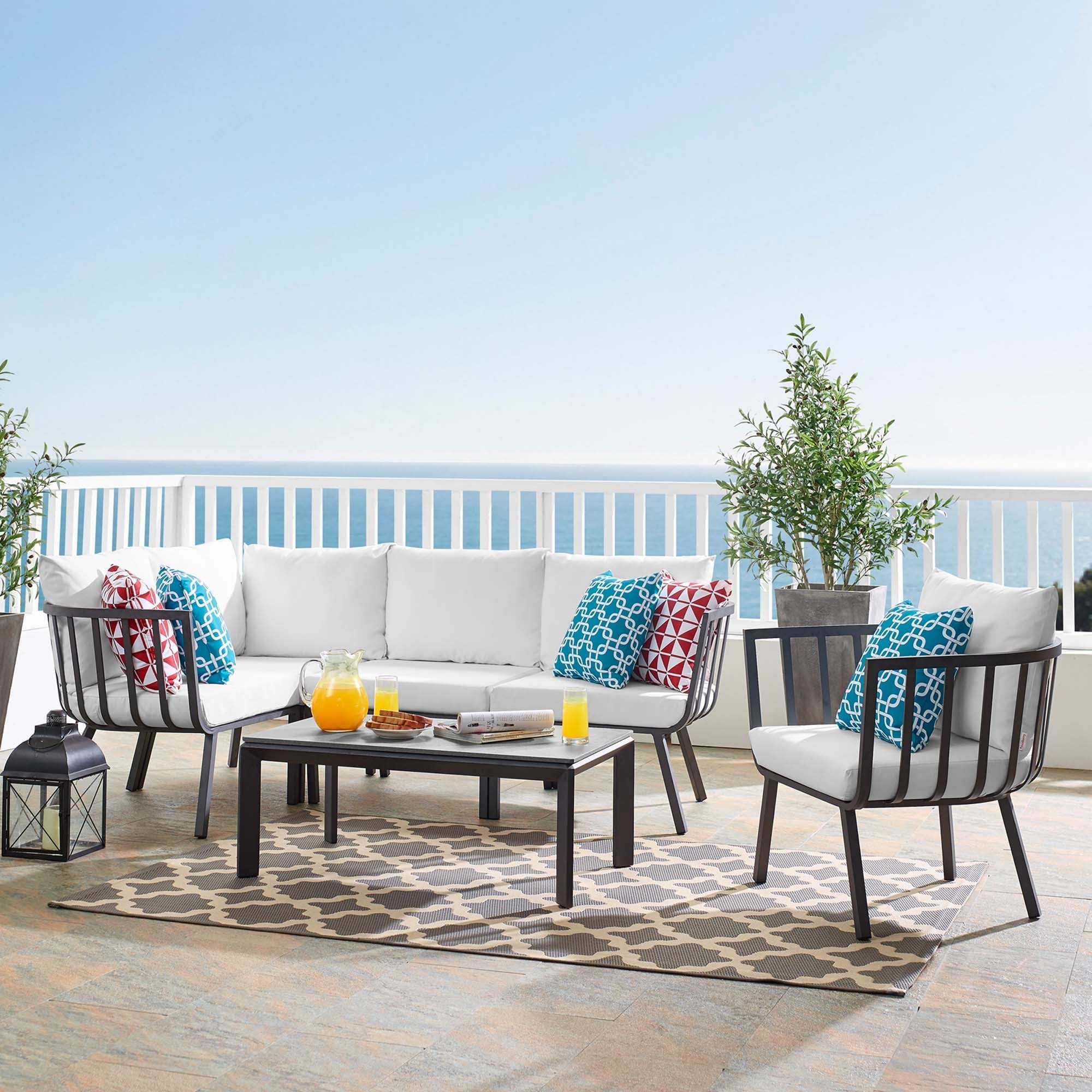 6-Piece Aluminum Patio Furniture Set with Cushions, Sofa, Chairs and Table - Image 56