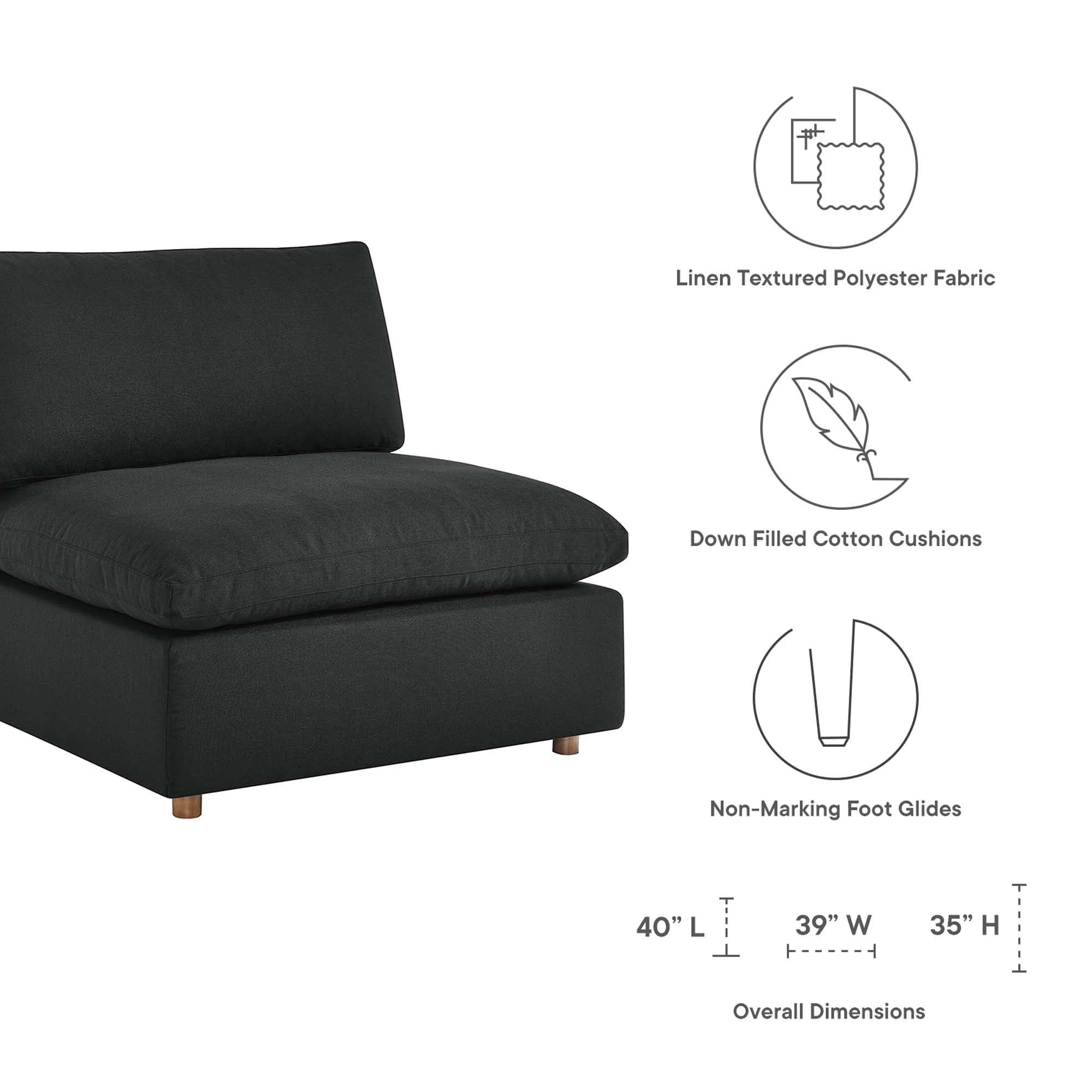 6-Piece Down Filled Overstuffed Sectional Sofa – 158 Inch - Image 3