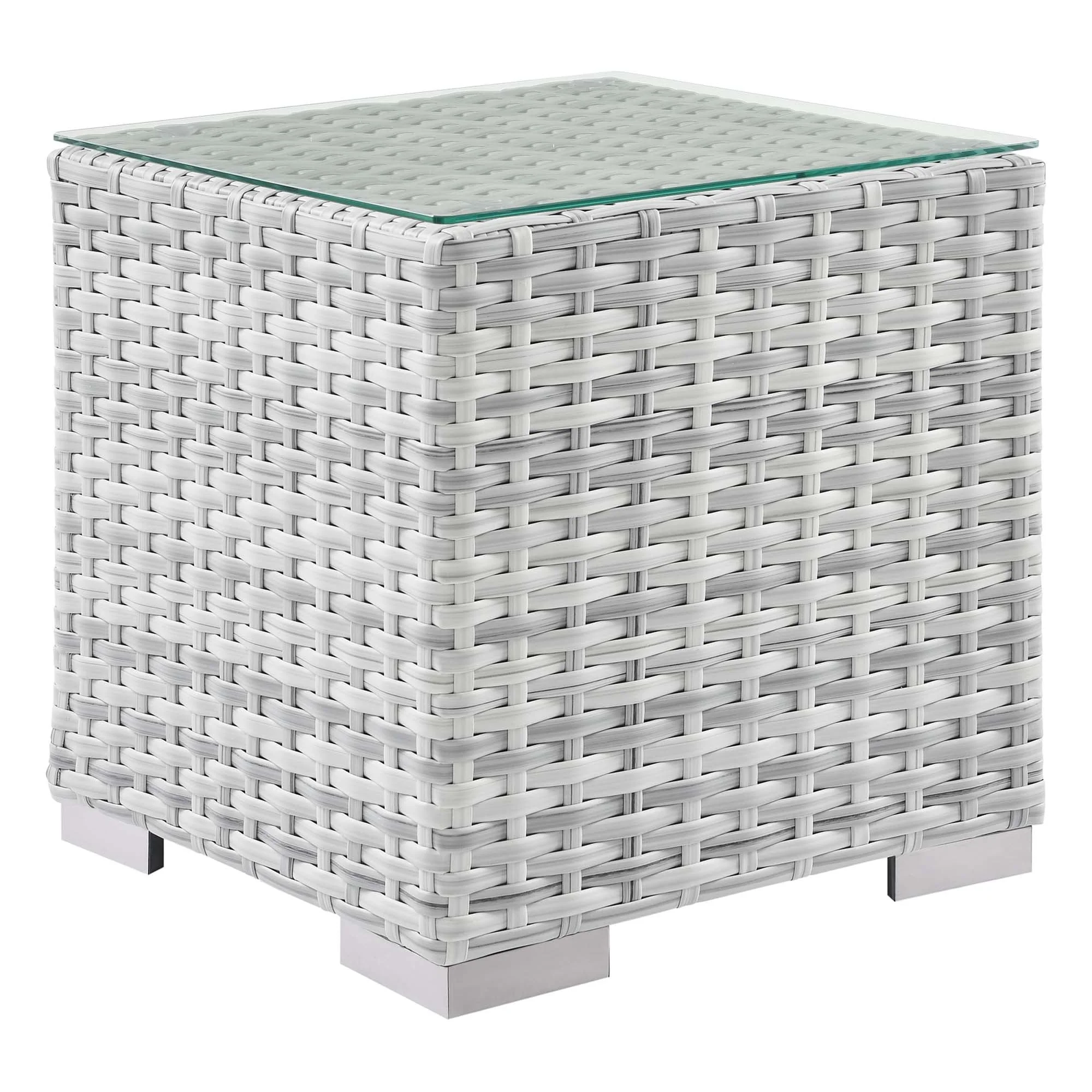 6-Piece Light Gray Gray Wicker Rattan Patio Furniture Set - Image 9