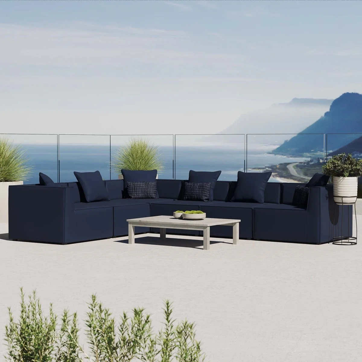 6-Piece Modern Upholstered Outdoor Sectional Sofa for Patio, Backyard and Terrace Seating - Image 22