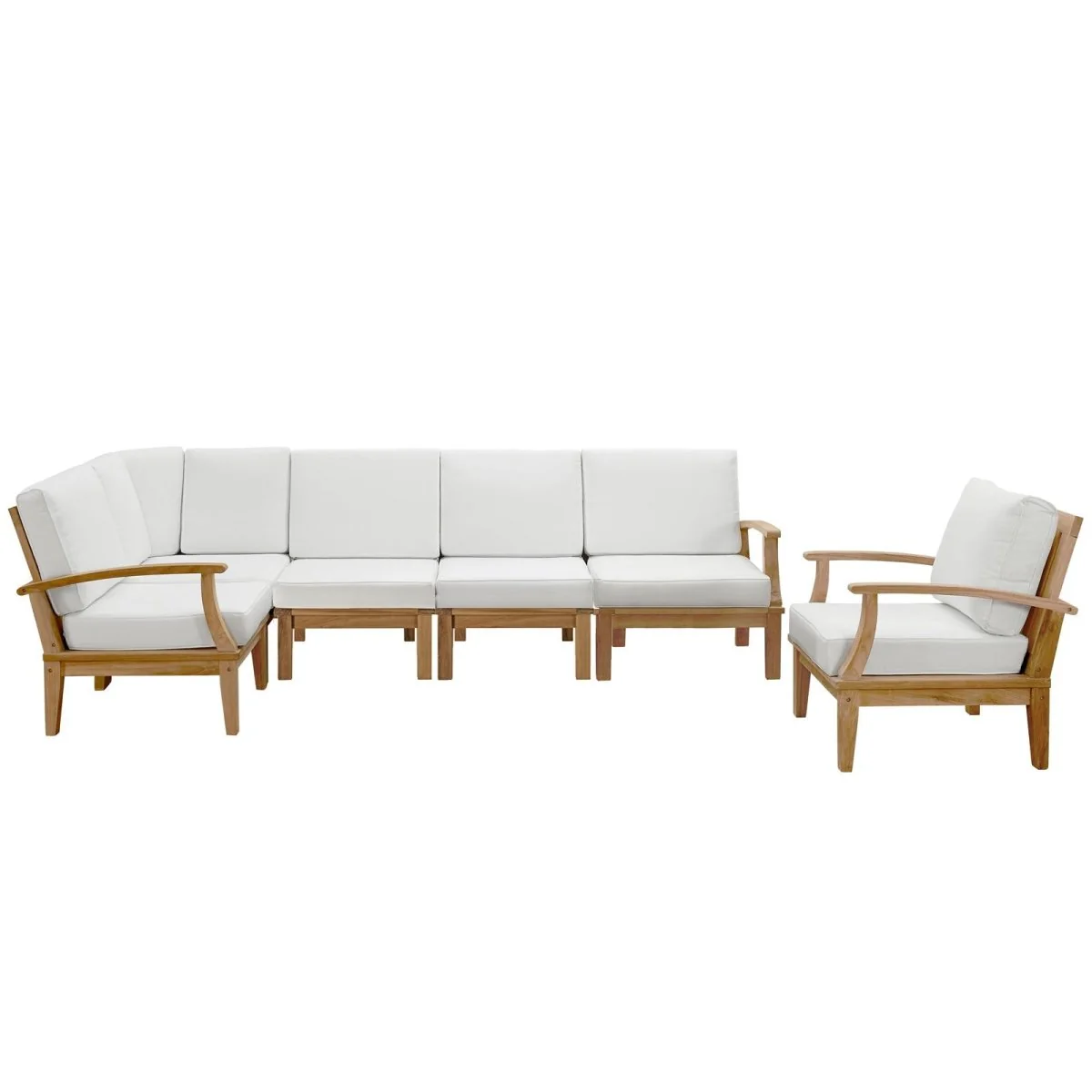 6-Piece Natural Teak Outdoor Sectional Sofa Set with Cushions for Patio & Backyard Seating - Image 25