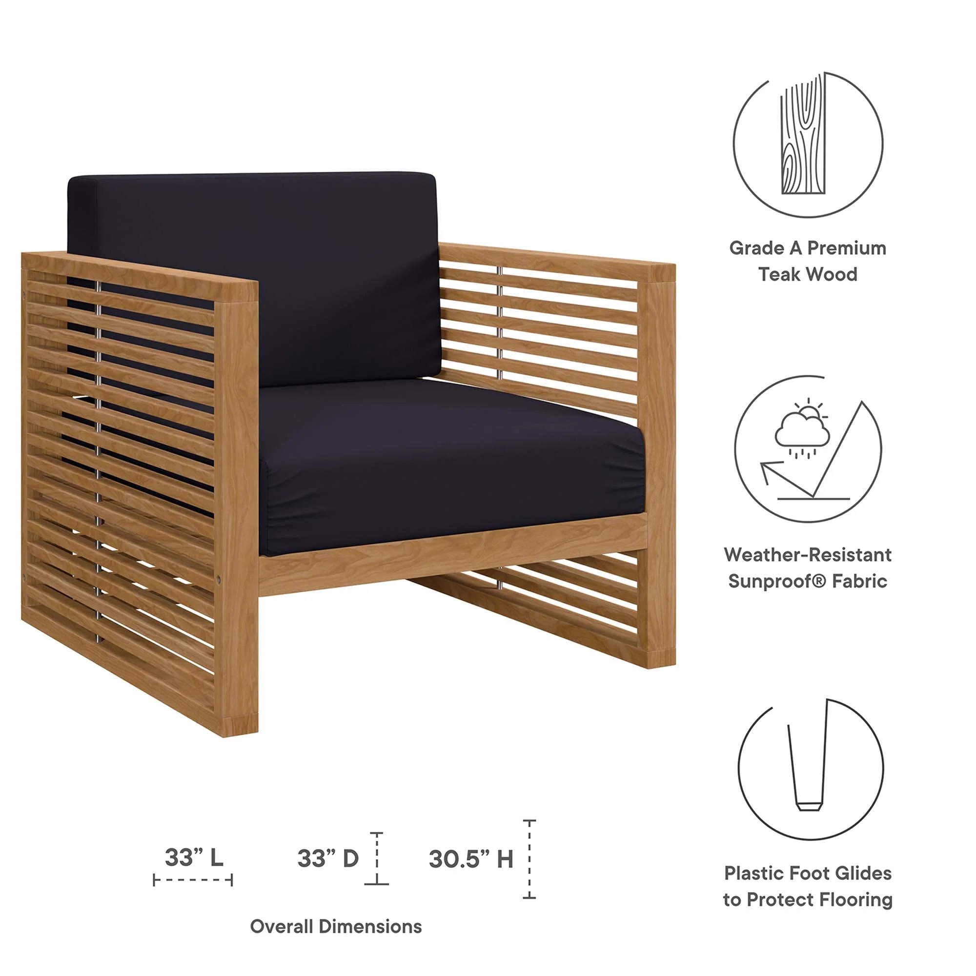 6-Piece Natural Teak Wood Outdoor Patio Furniture Set for Garden and Deck - Image 3