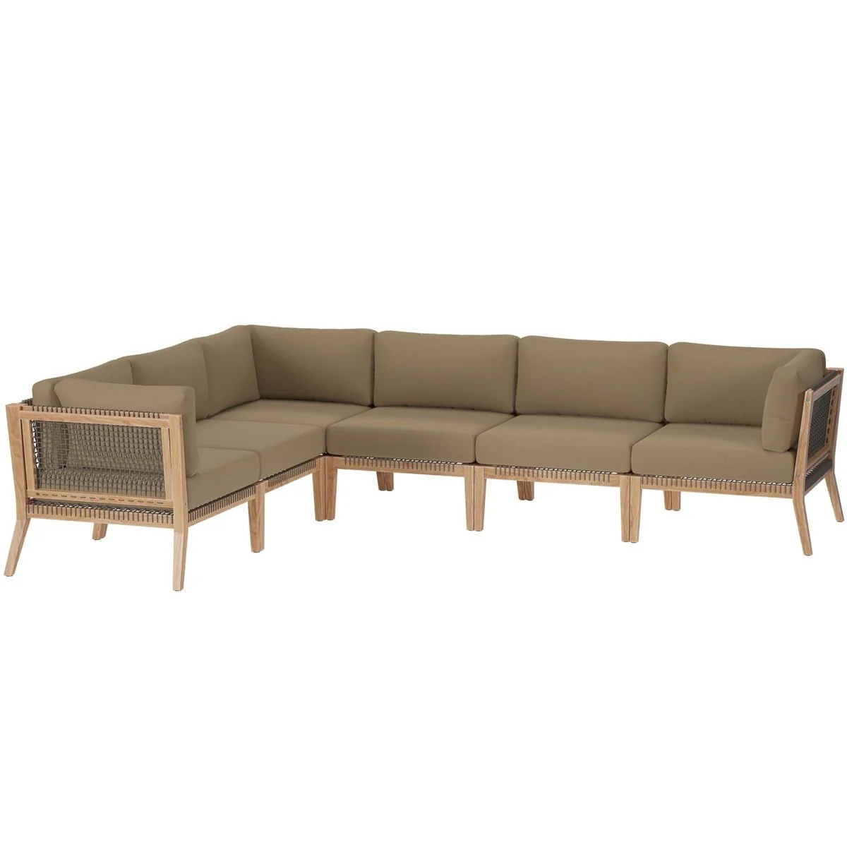 6-Piece Outdoor Patio Teak Wood Sectional Sofa, Modular Design for Outdoor Living - Image 23